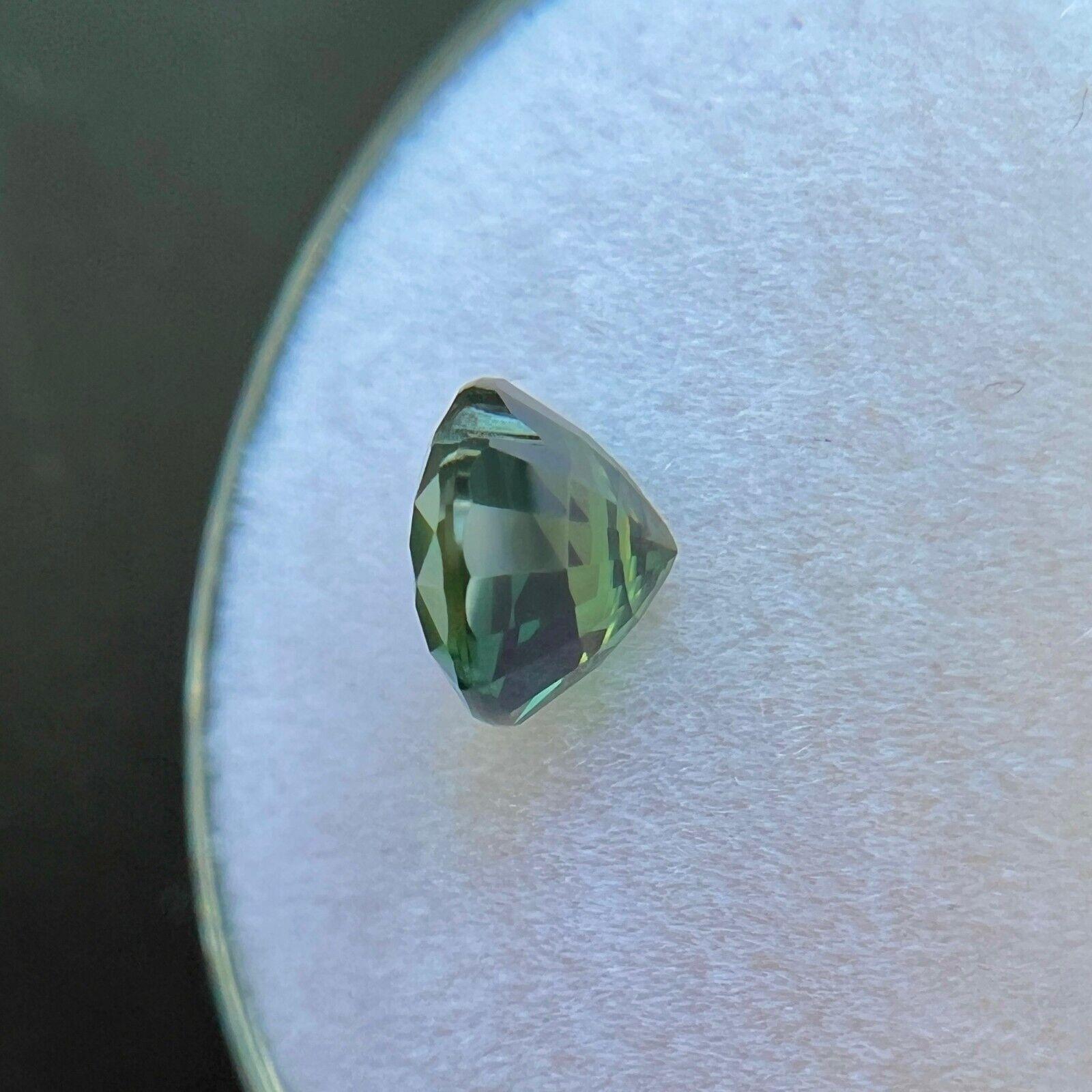 Unique Natural 1.61ct Blue Green Bi Colour Sapphire Heart Cut Rare 7x6.3mm VVS For Sale 2