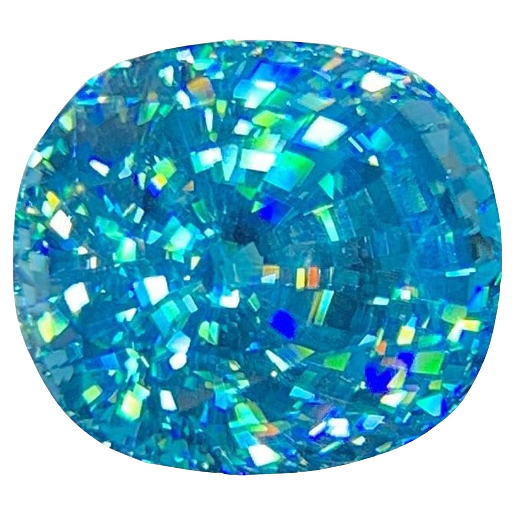 Einzigartiger natürlicher kambodschanischer blauer Zirkon Edelstein : Kissenschliff im Angebot