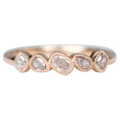 Unique Natural Pink Diamond Cluster 14K Rose Gold Wedding Band R5007