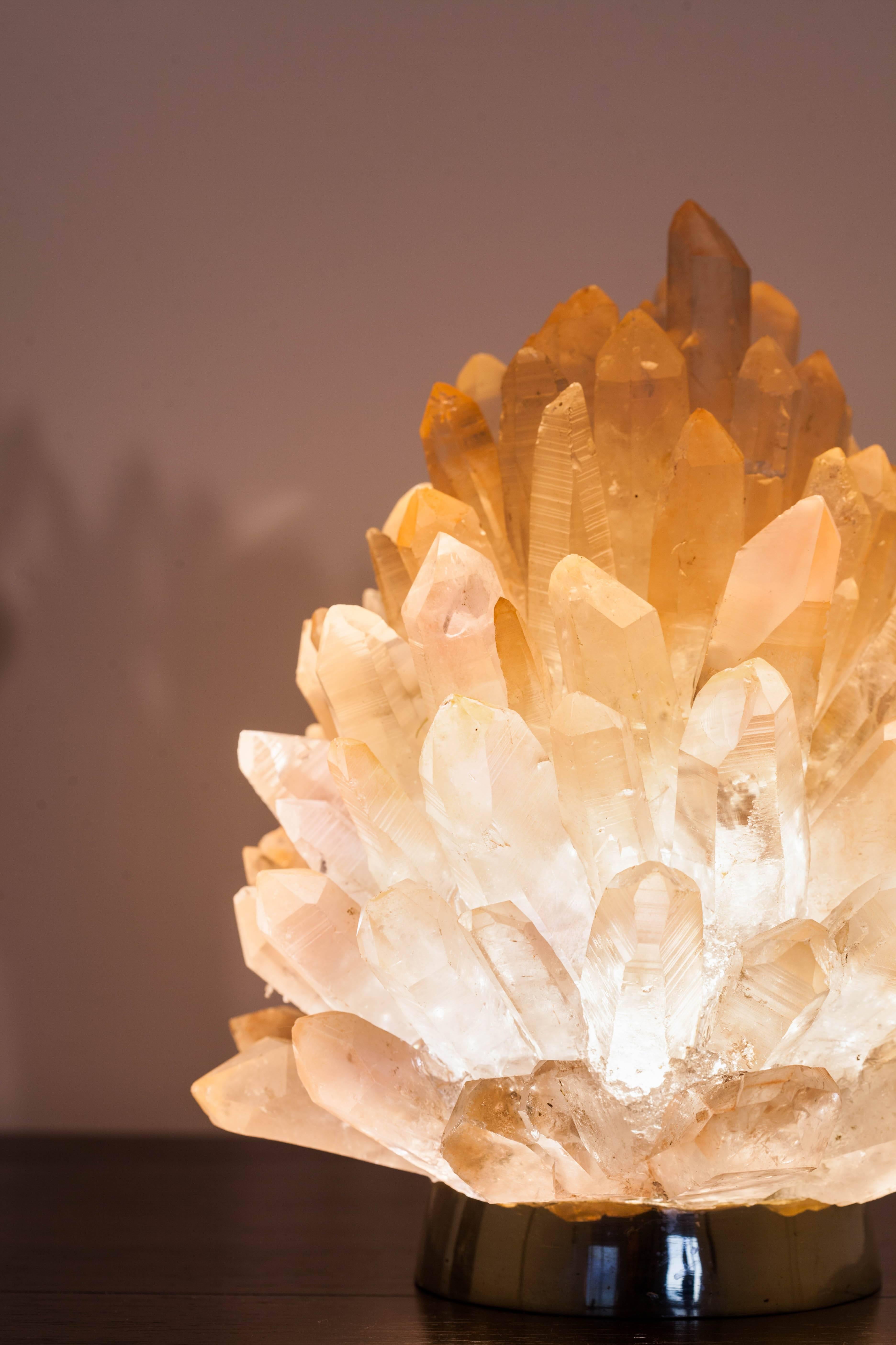 Unique natural rose crystal lighting 