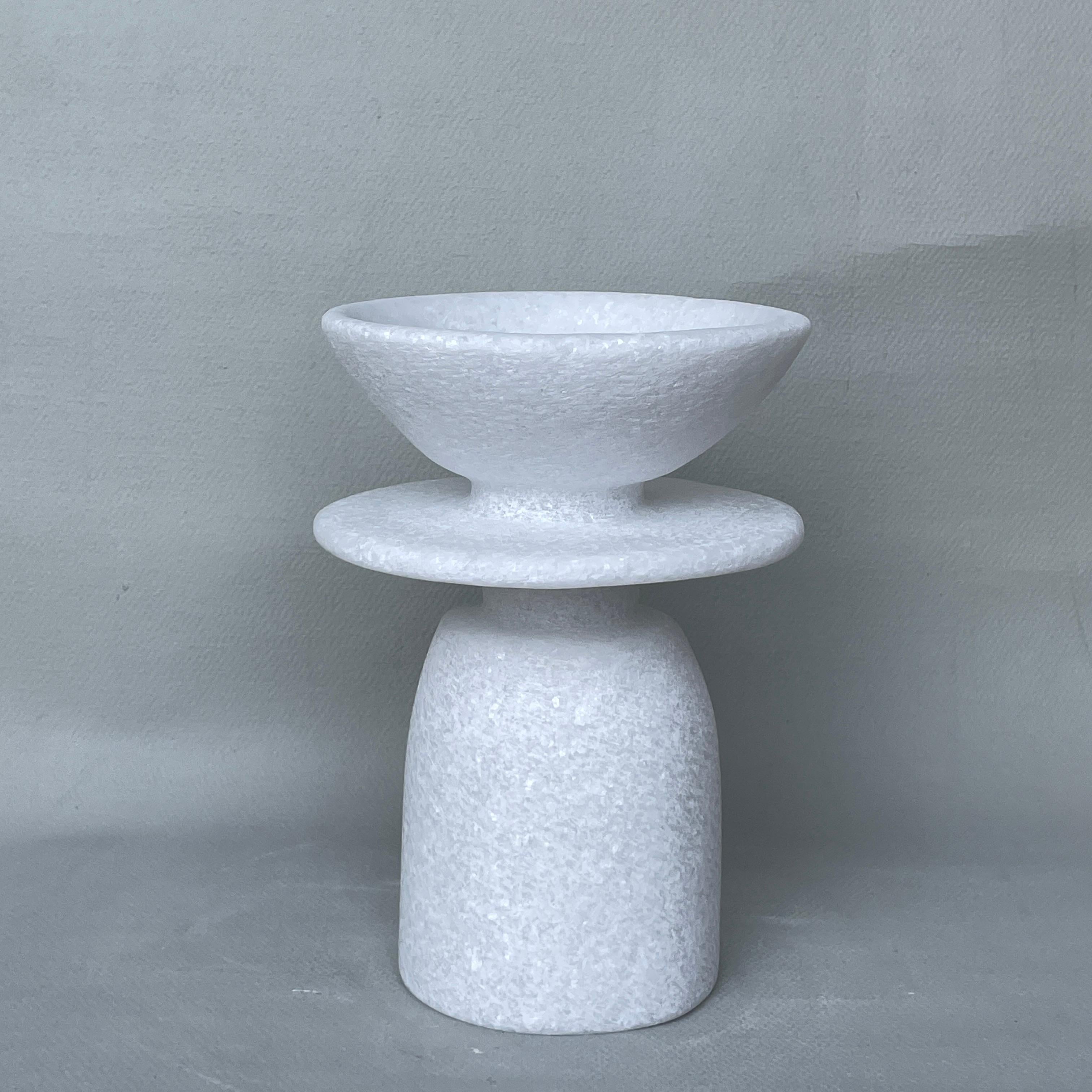 Unique Naxian Marble Vessel by Tom Von Kaenel
Unique piece.
Dimensions: Ø 12.5 x H 18 cm.
Materials: Naxian marble.

The surfaces of the objects are not sealed, they are not protected against acid. The lines of the handcraft are visible it