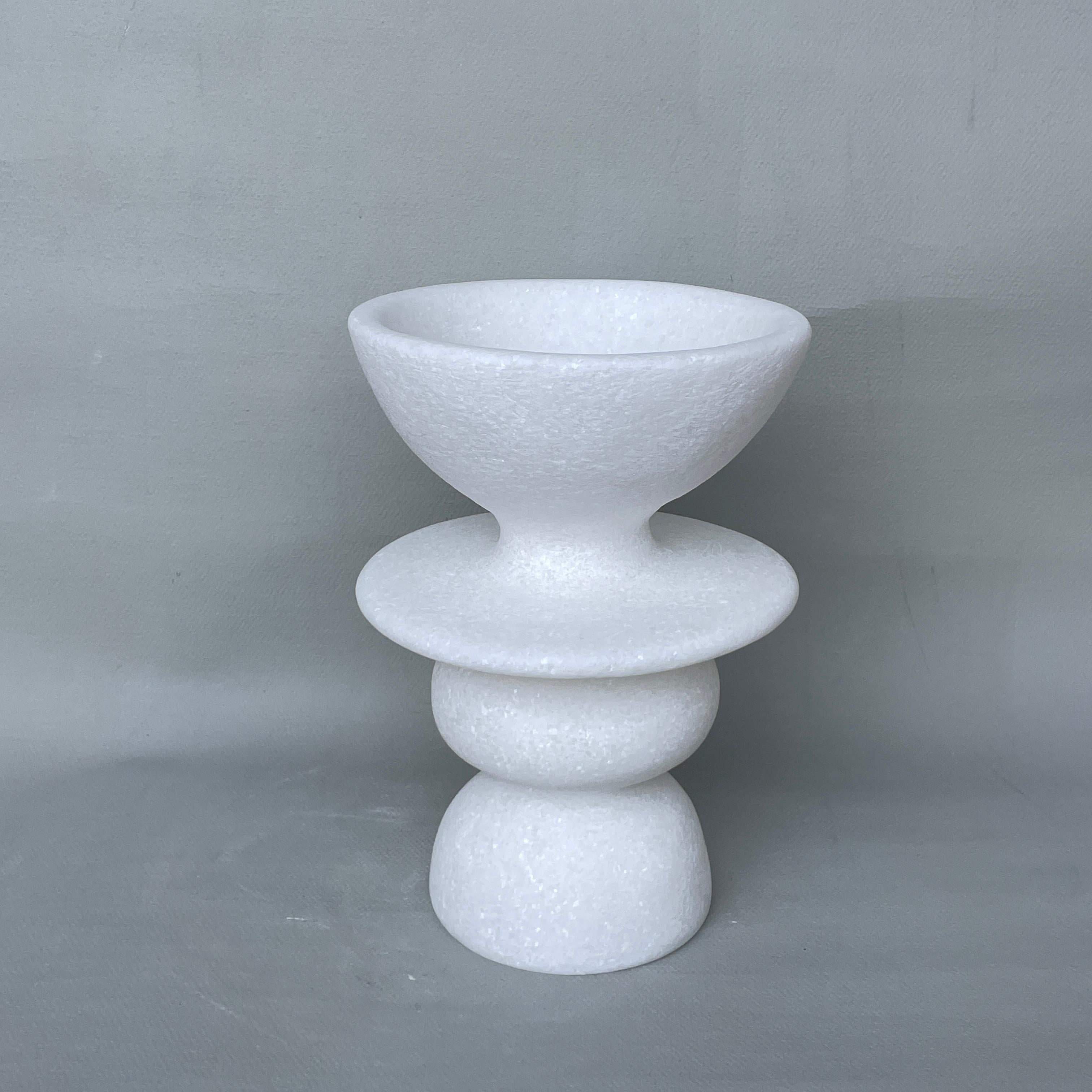 Unique Naxian Marble Vessel by Tom Von Kaenel
Unique piece.
Dimensions: Ø 15.5 x H 22 cm.
Materials: Naxian marble.

The surfaces of the objects are not sealed, they are not protected against acid. The lines of the handcraft are visible it