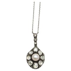 Collana unica con perle e diamanti 2,10ct, prima metà del XIX secolo.