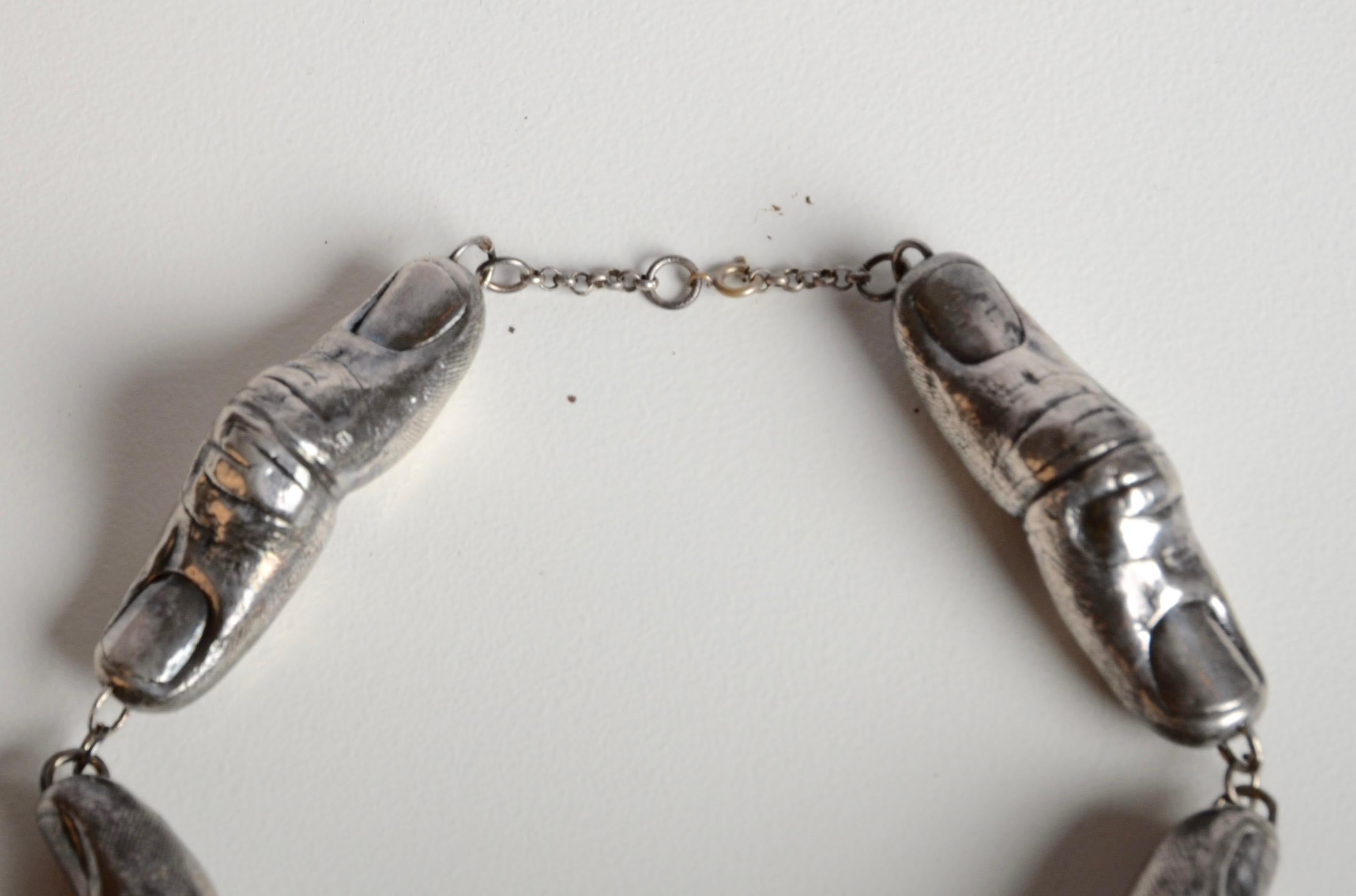 French Unique Necklet in Silver, 1930s, France For Sale