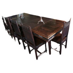 Unique neo-Gothic dining room, large table and 10 chairs