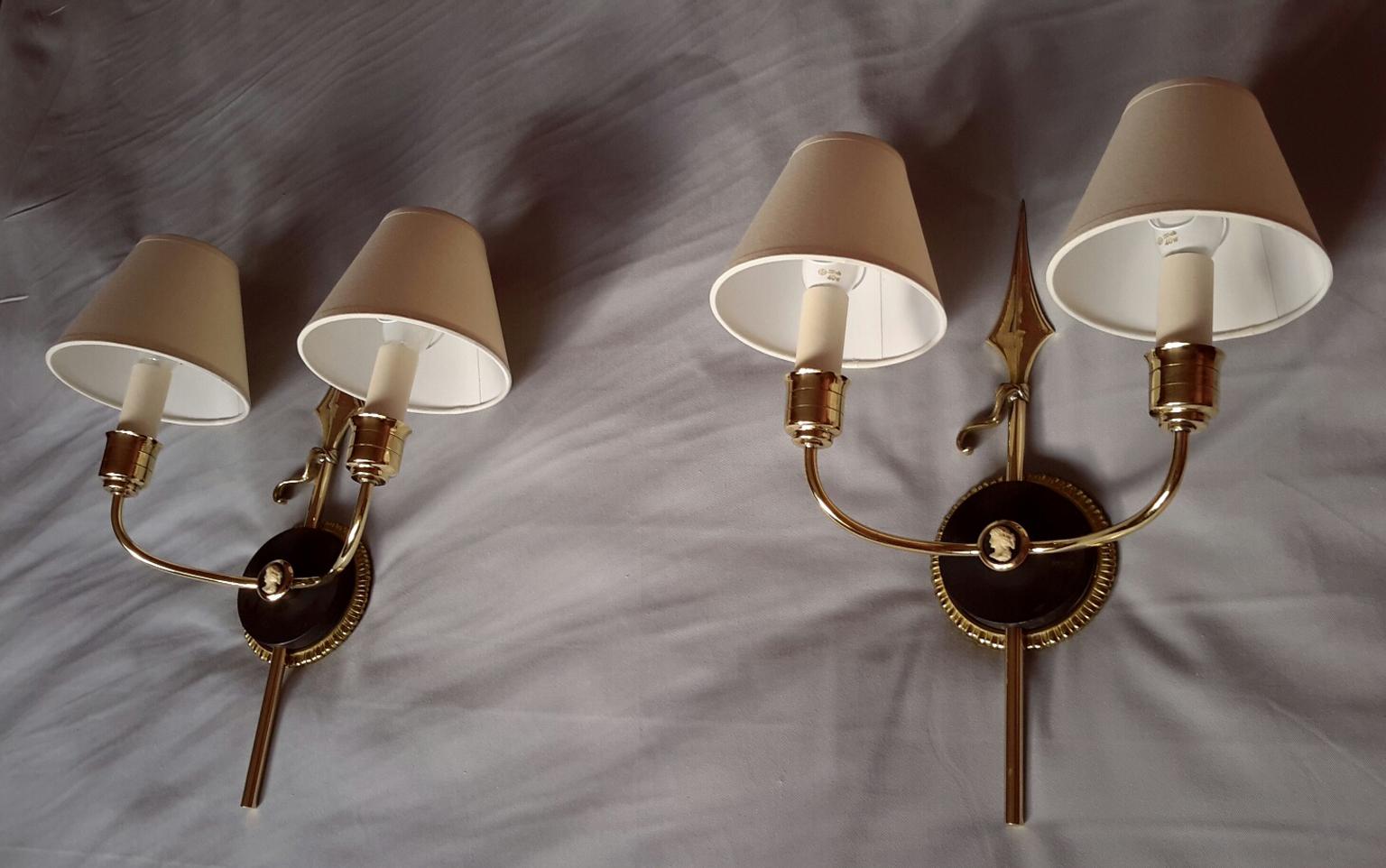 Neoclassical French Spear Double Sconces, 1950 For Sale 5
