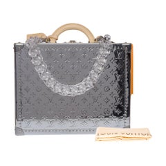 Unique & New- FW 2021- Abloh- Louis Vuitton Cotteville 40 Mirror Trunk in silver
