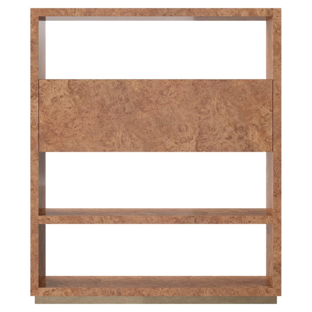 Open Textured Natural Wood Shelves with Metallic Bronze Finish by Ultramobili