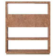 Open Textured Natural Wood Shelves with Metallic Bronze Finish by Ultramobili