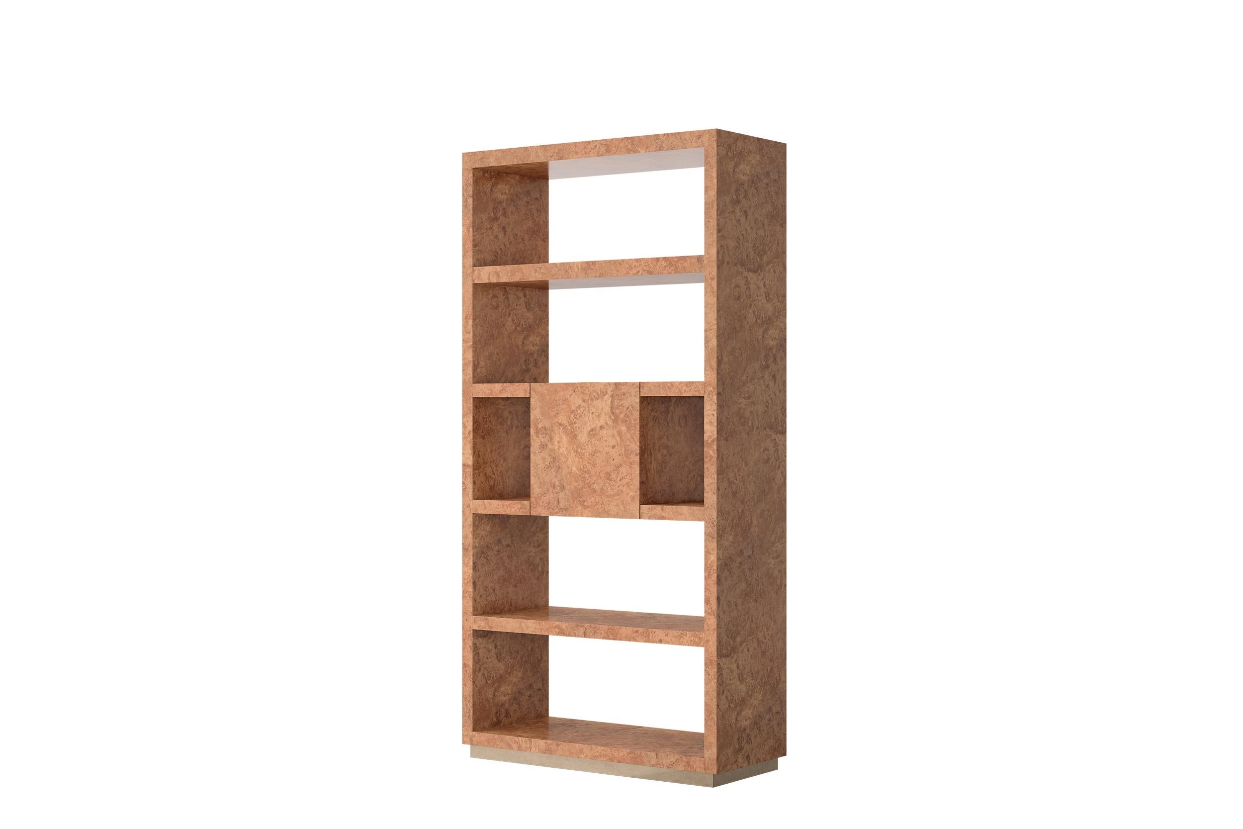 Open Textured Natural Wood High Shelf with Metallic Bronze Finish by Ultramobili Posmoderno en venta