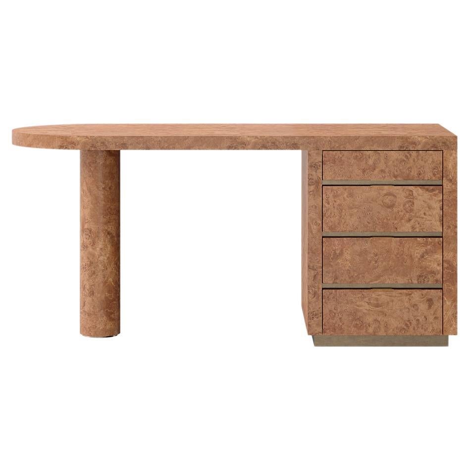 Textured Natural Wood Desk with Support Round Leg by Ultramobili