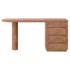 Textured Natural Wood Desk with Support Round Leg by Ultramobili