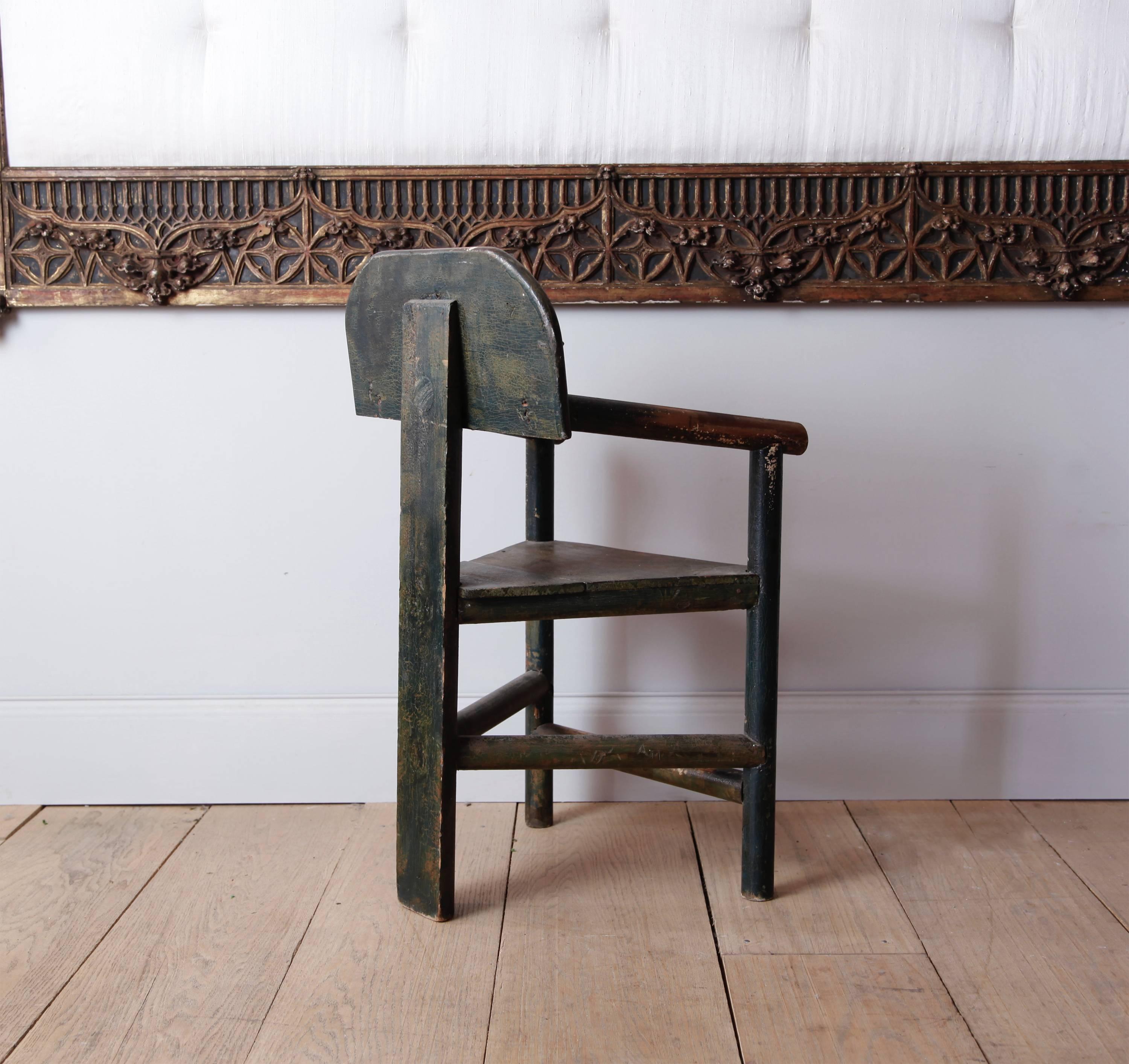Unique Norwegian Tri-Corner Armchair In Fair Condition For Sale In New York, NY
