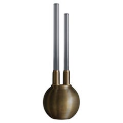 Unique O11 Contemporary Brass and Frosted Glass Floor Lamp by Jan Garncarek