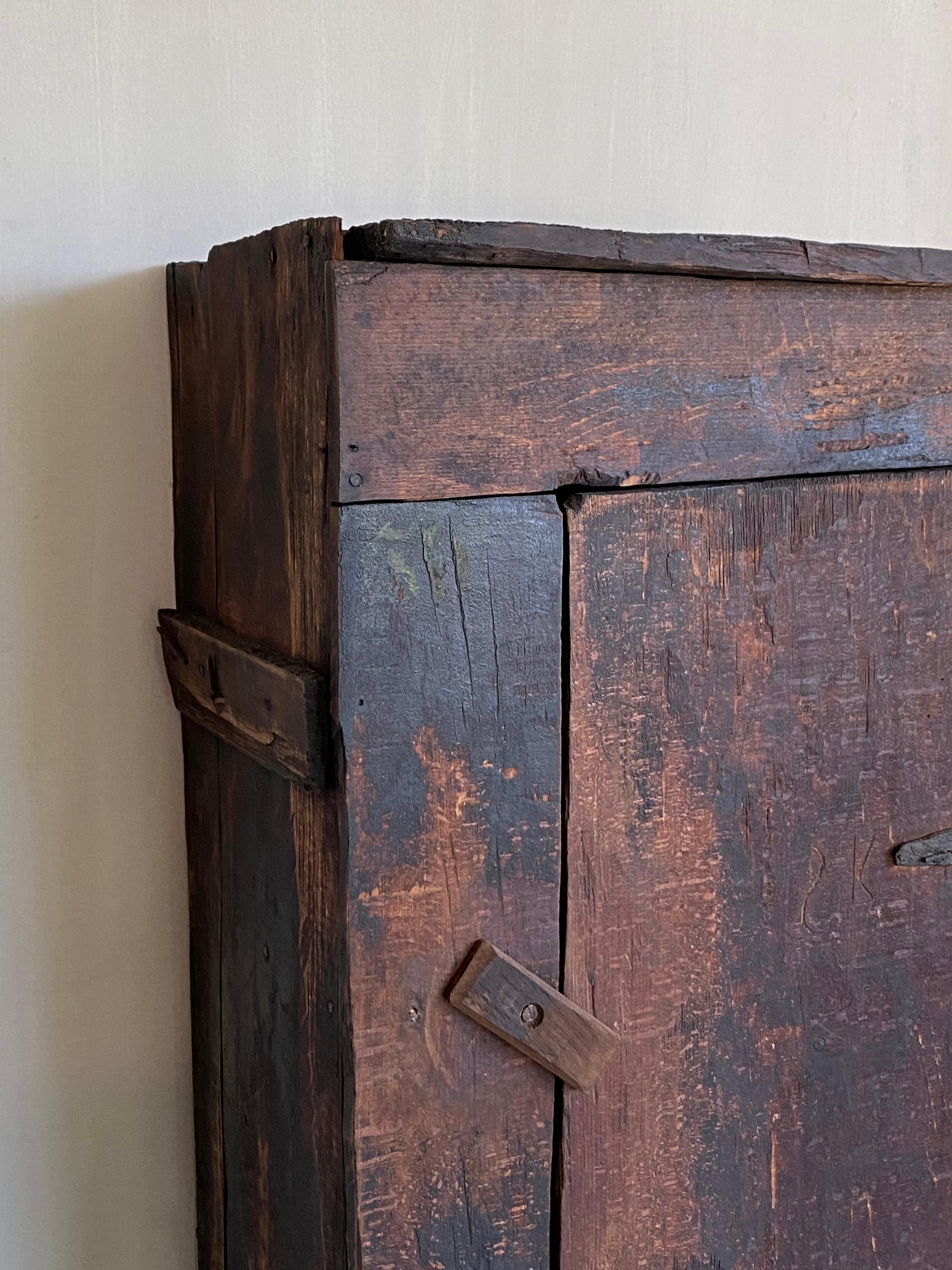 Italian Unique Oak 18th Century Wabi Sabi Cabinet