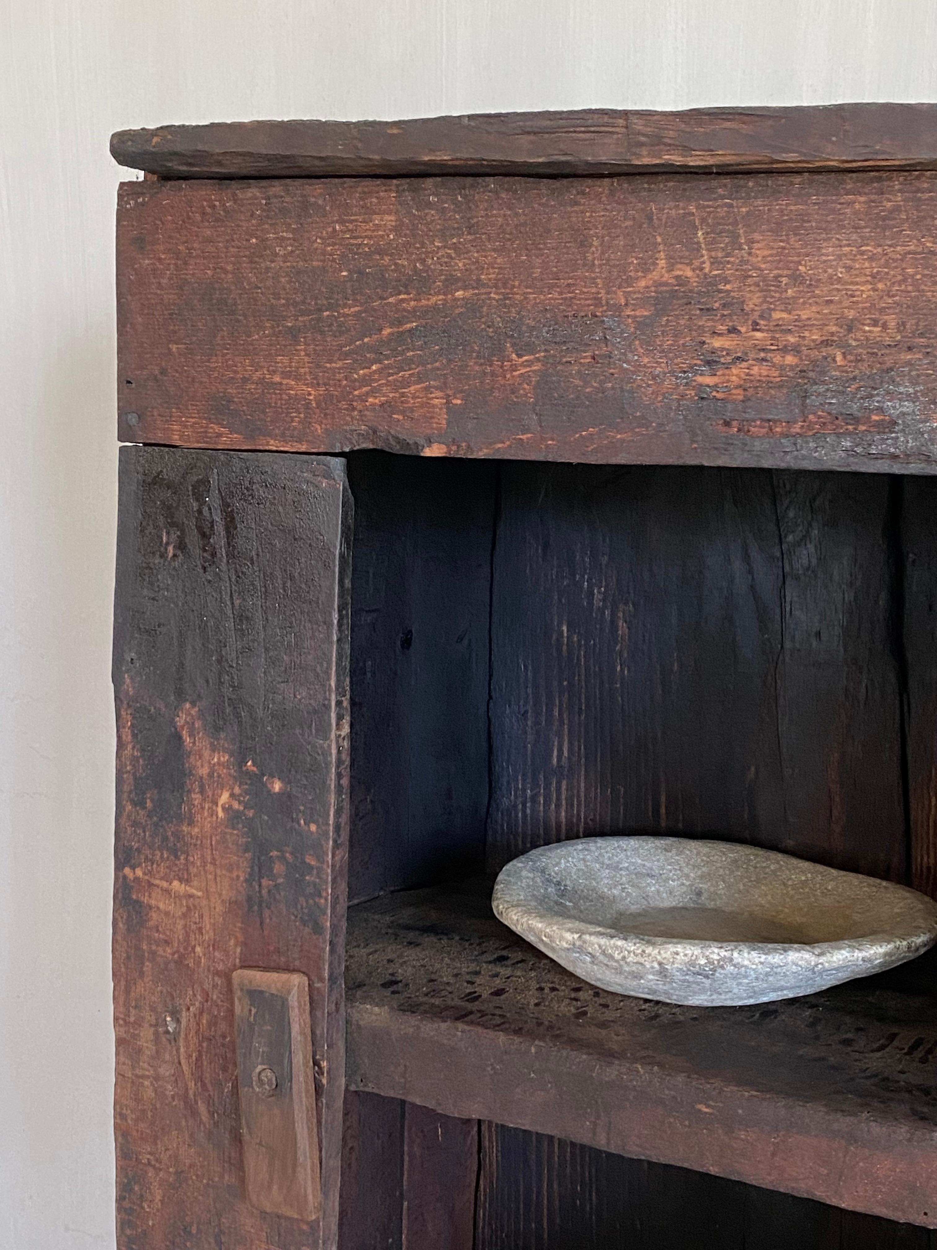 Unique Oak 18th Century Wabi Sabi Cabinet 3