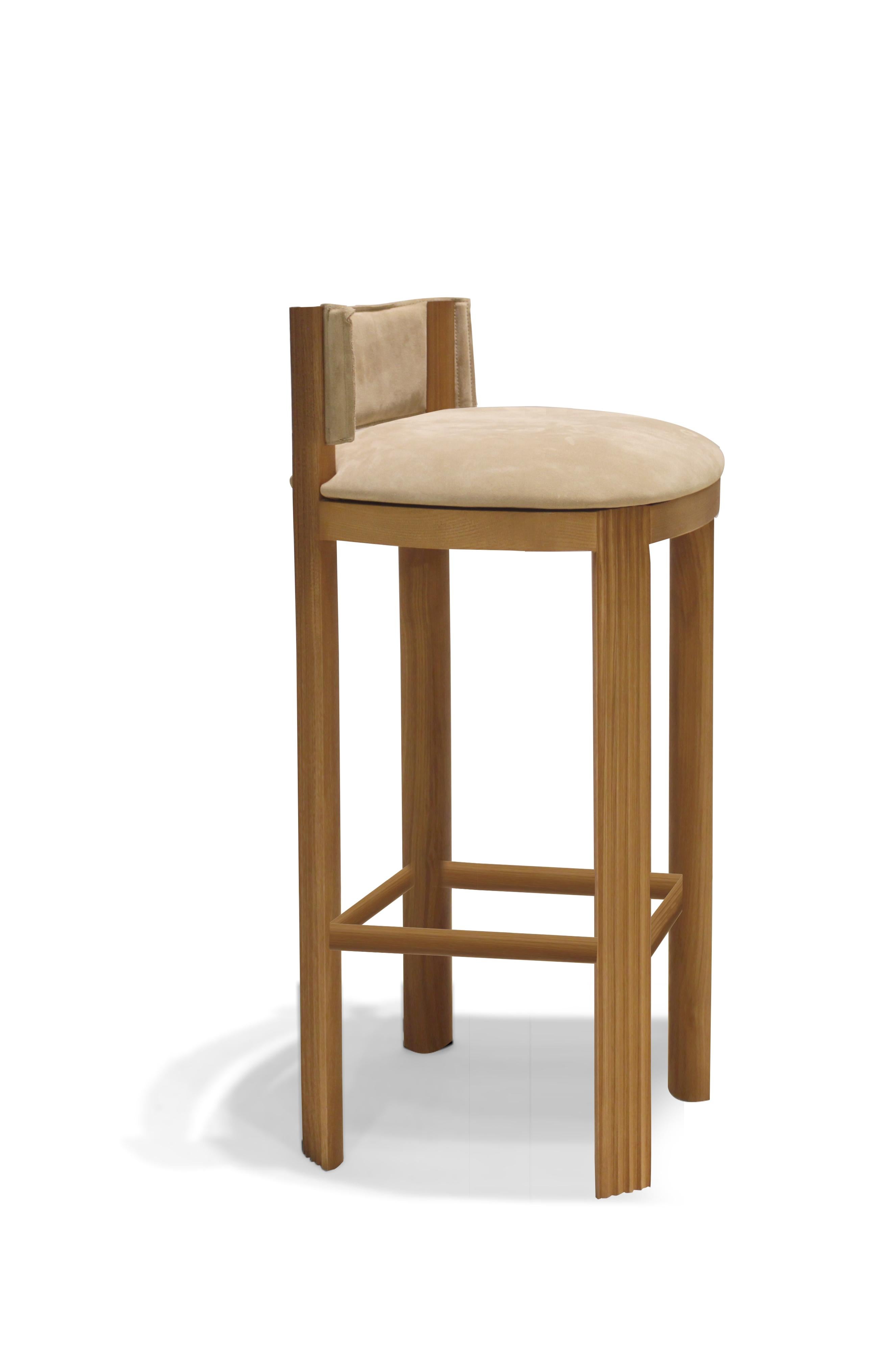 Portuguese Unique Oak Bar Chair by Collector