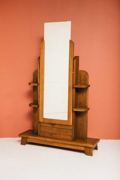 Miroir unique en chêne de l'Atelier Rene Gabriel