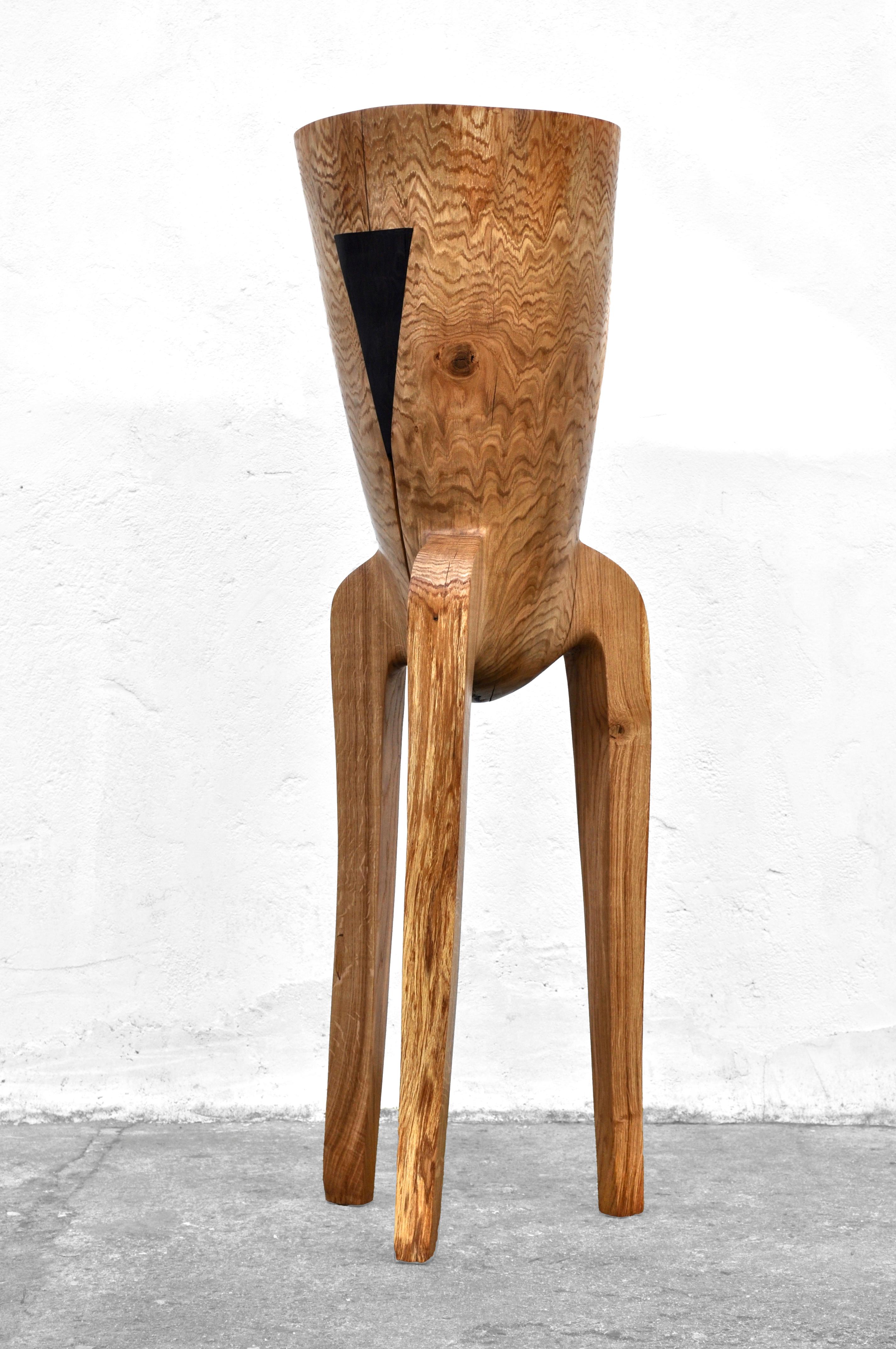 Organic Modern Unique Oak Sculpture Signed by Jörg Pietschmann