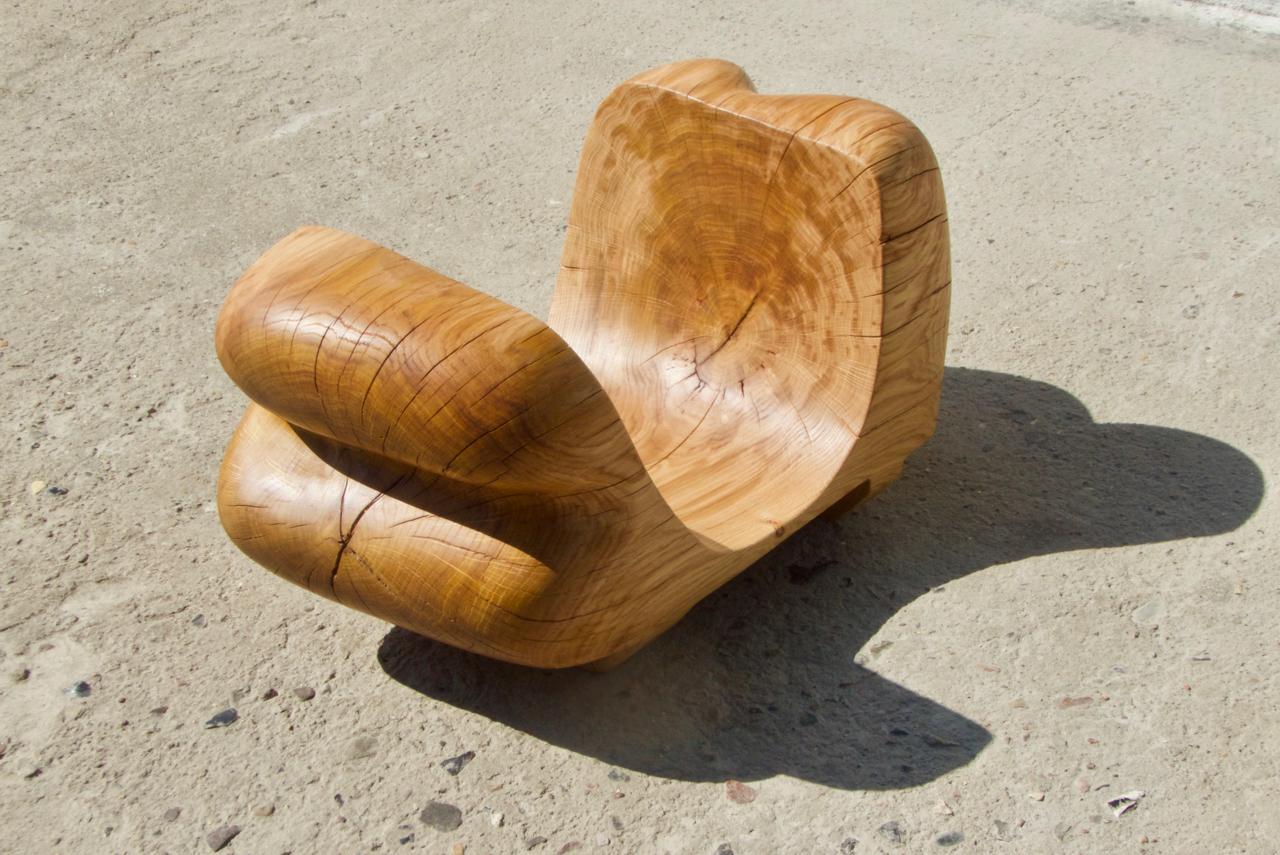 Organic Modern Unique Oak Sculpture Signed by Jörg Pietschmann