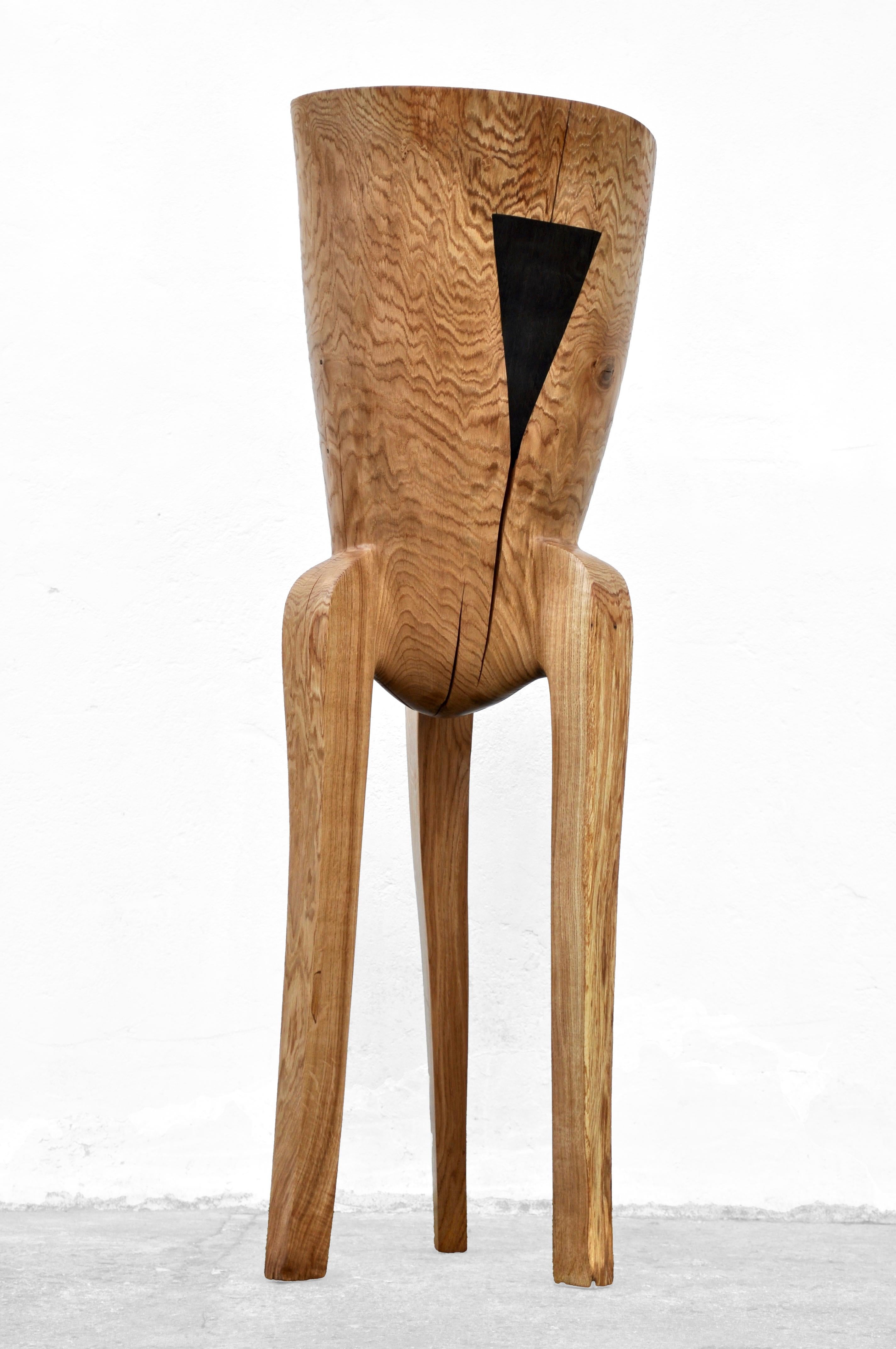 German Unique Oak Sculpture Signed by Jörg Pietschmann