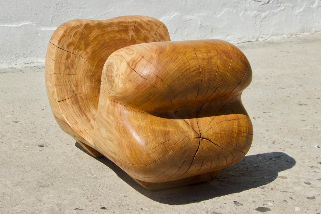 German Unique Oak Sculpture Signed by Jörg Pietschmann