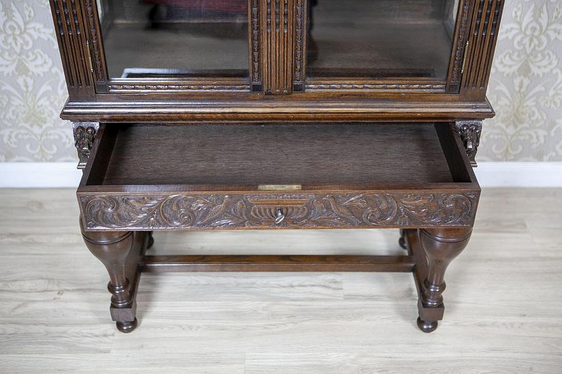 Unique Oak Showcase Richly Decorated with Carved Patterns, circa 1870 For Sale 9