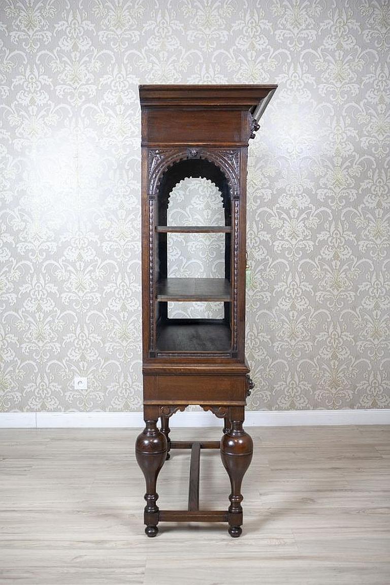 19th Century Unique Oak Showcase Richly Decorated with Carved Patterns, circa 1870 For Sale