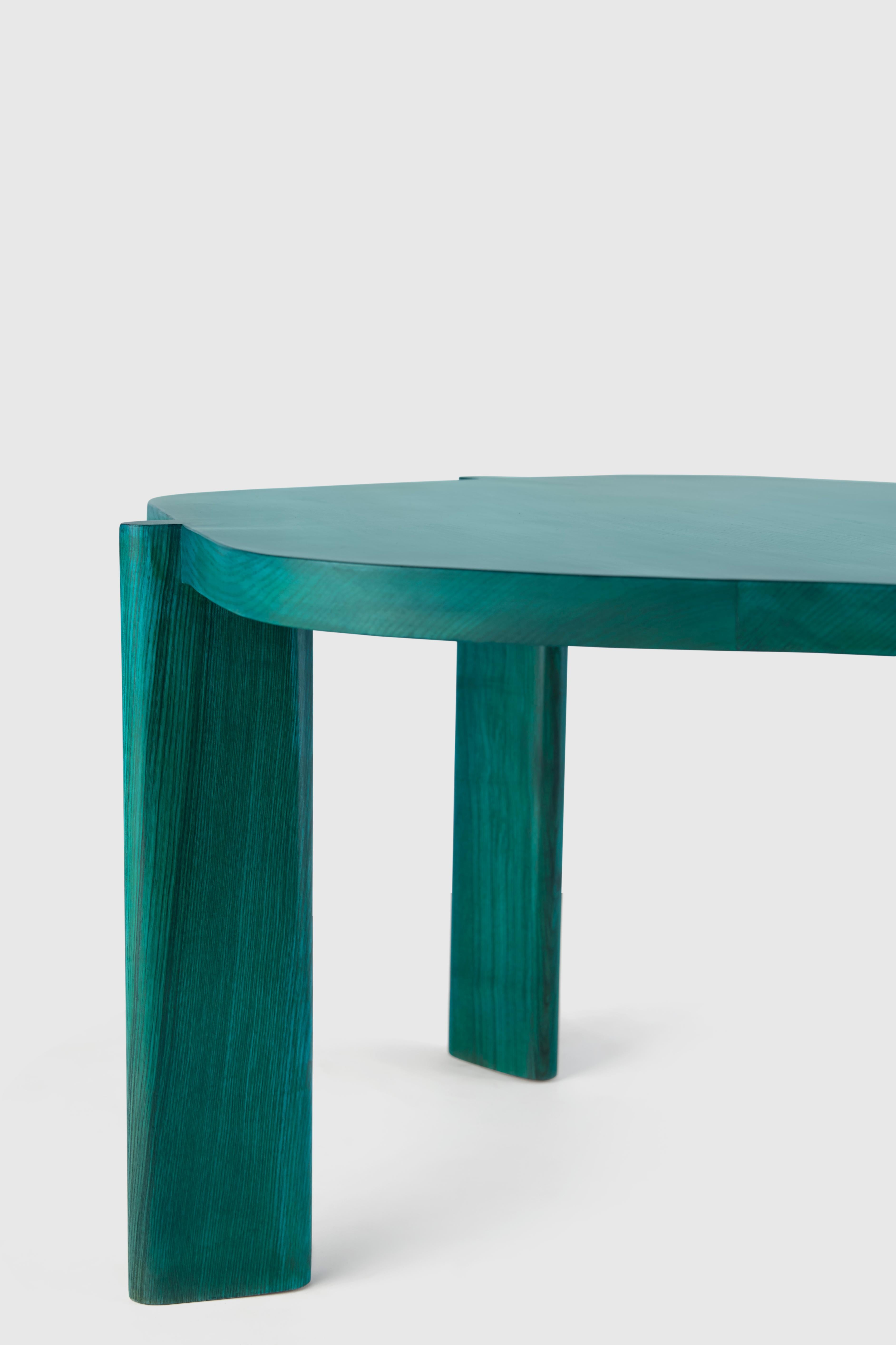 Modern Unique Oak Wood Hex Table by Hatsu For Sale