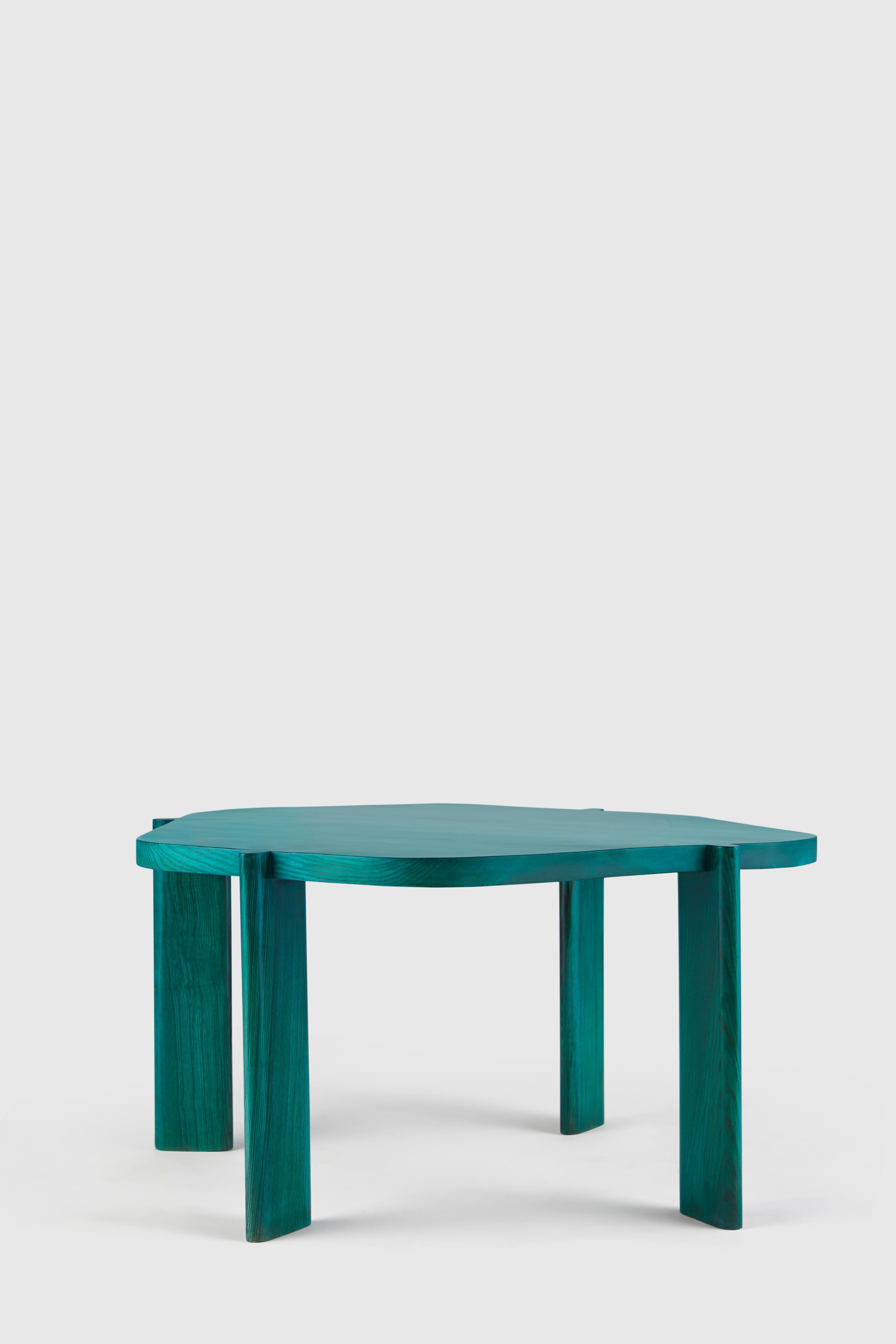 Indian Unique Oak Wood Hex Table by Hatsu