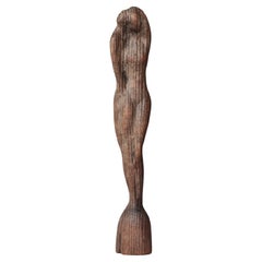 Escultura única de madera de roble hecha a mano por el artista Otto Pedersen, Dinamarca, años 60