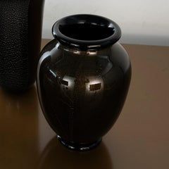 Unique Oball Murano Black Glass Vase with Gold leaf details, 1980s Italy