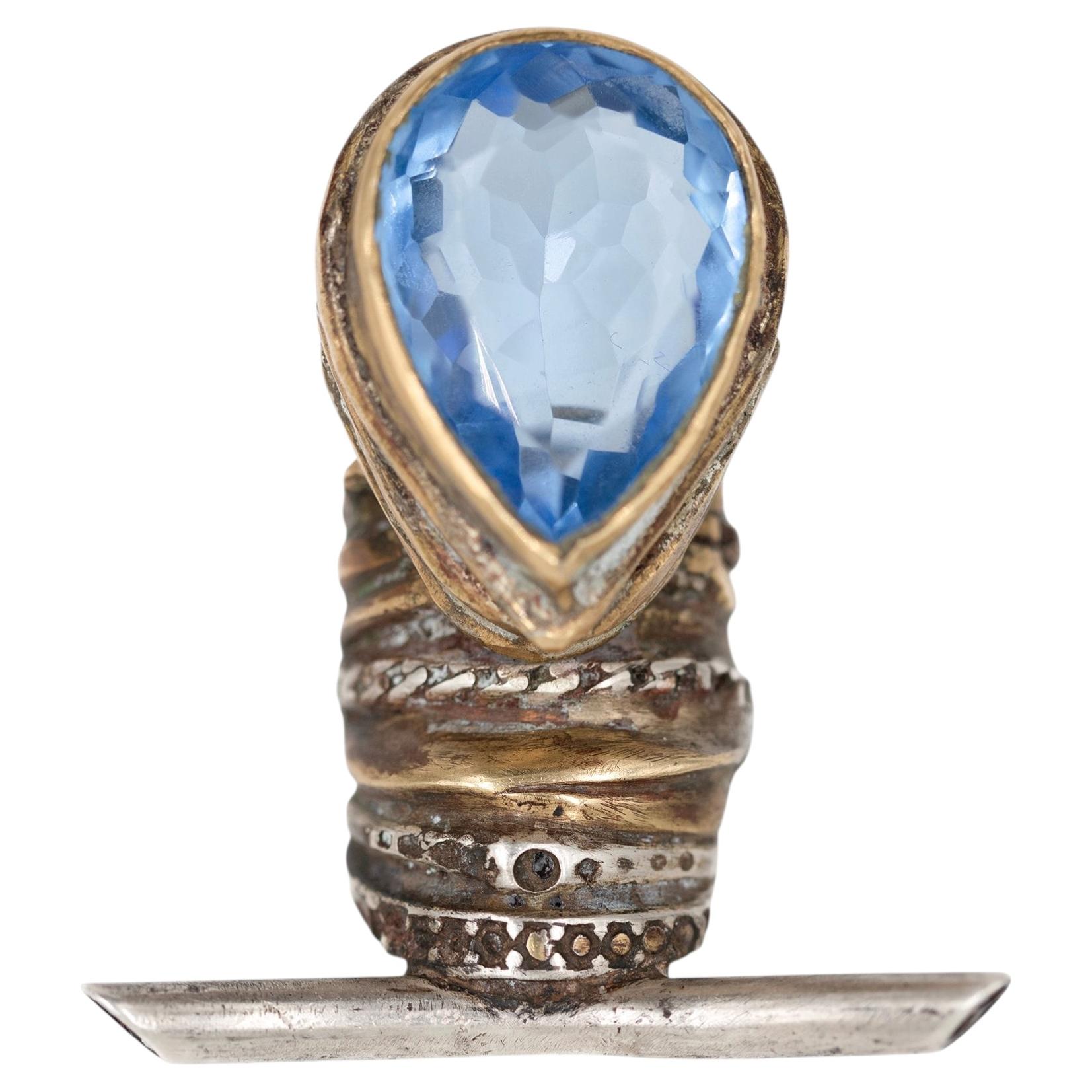 Unique Object Ring in Metals & Lab Grown Gemstone by RAW FLOW Marianna Klimaszka For Sale