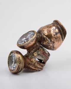 Einzigartiger Ring aus verschiedenen Metallen und Zirkonia von RAW FLOW Marianna Klimaszka