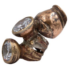 Einzigartiger Ring aus verschiedenen Metallen und Zirkonia von RAW FLOW Marianna Klimaszka