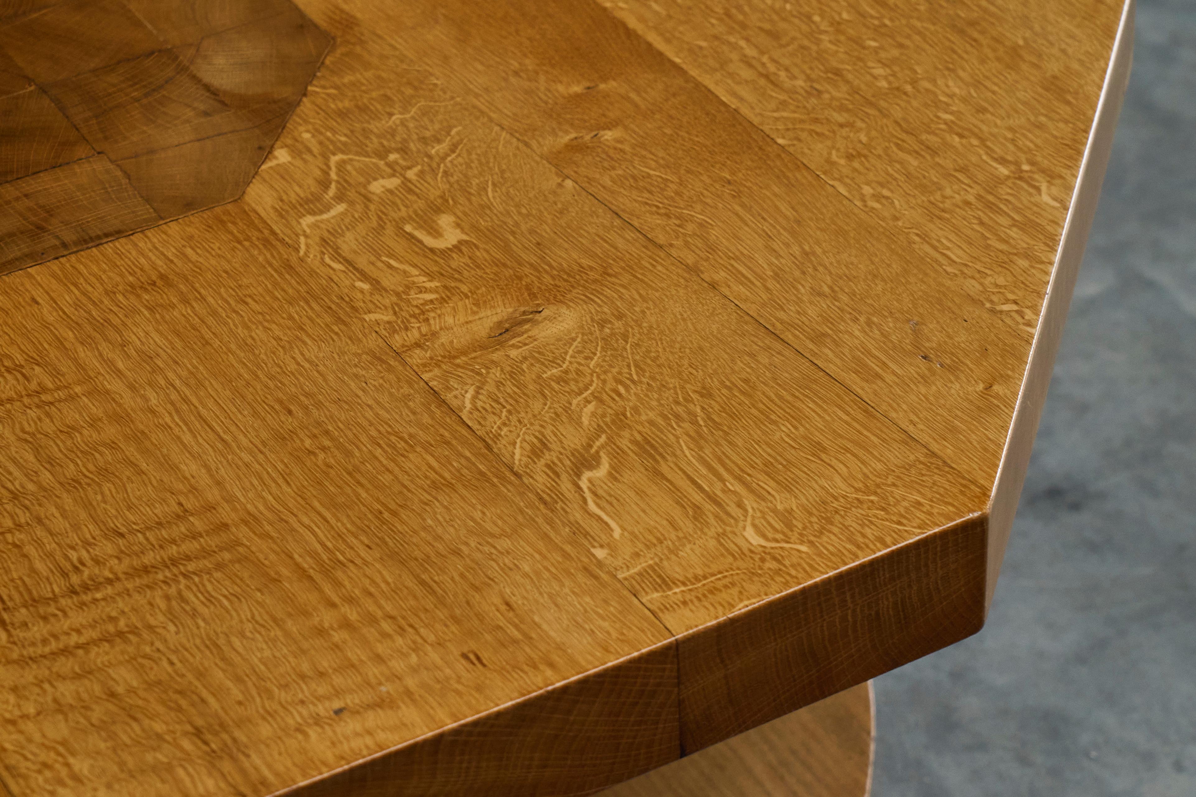 Unique Octagonal Coffee Table in Solid Oak with End Grain Wood 1950s For Sale 7