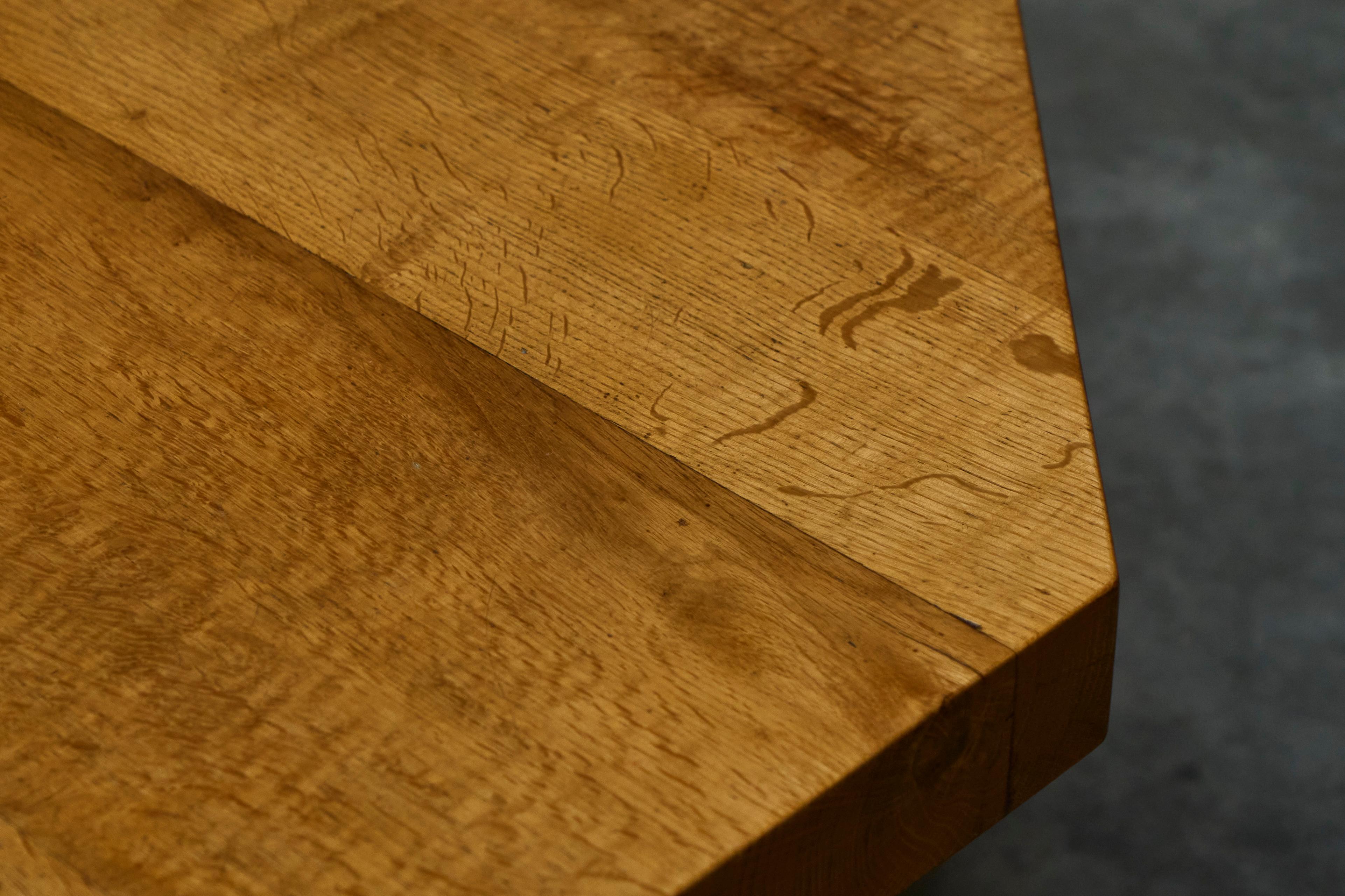 Unique Octagonal Coffee Table in Solid Oak with End Grain Wood 1950s For Sale 10