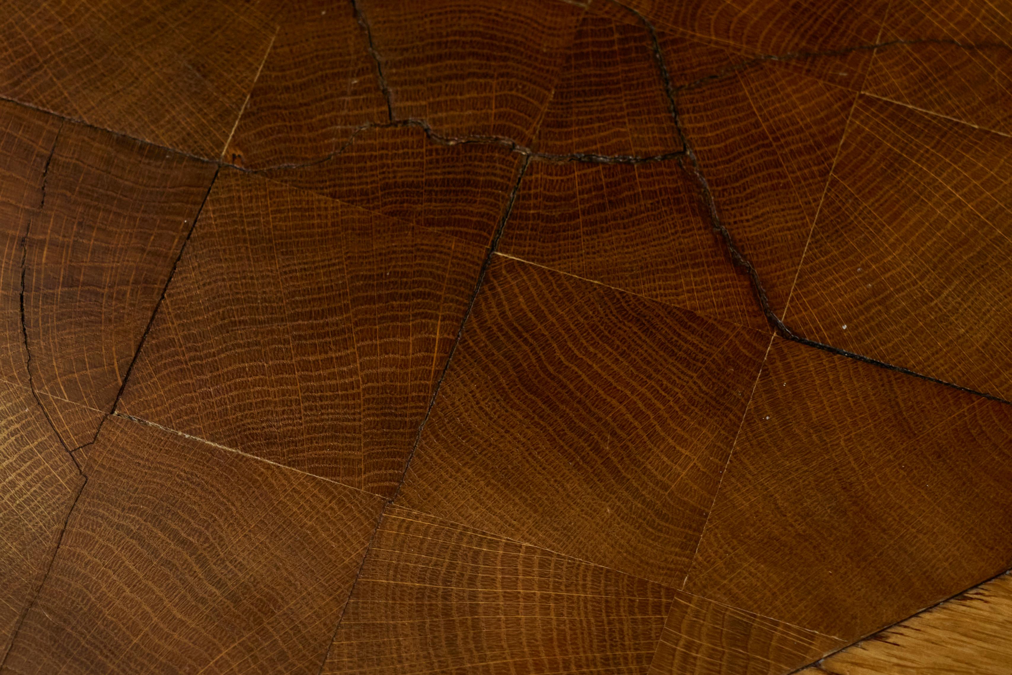 Unique Octagonal Coffee Table in Solid Oak with End Grain Wood 1950s For Sale 11