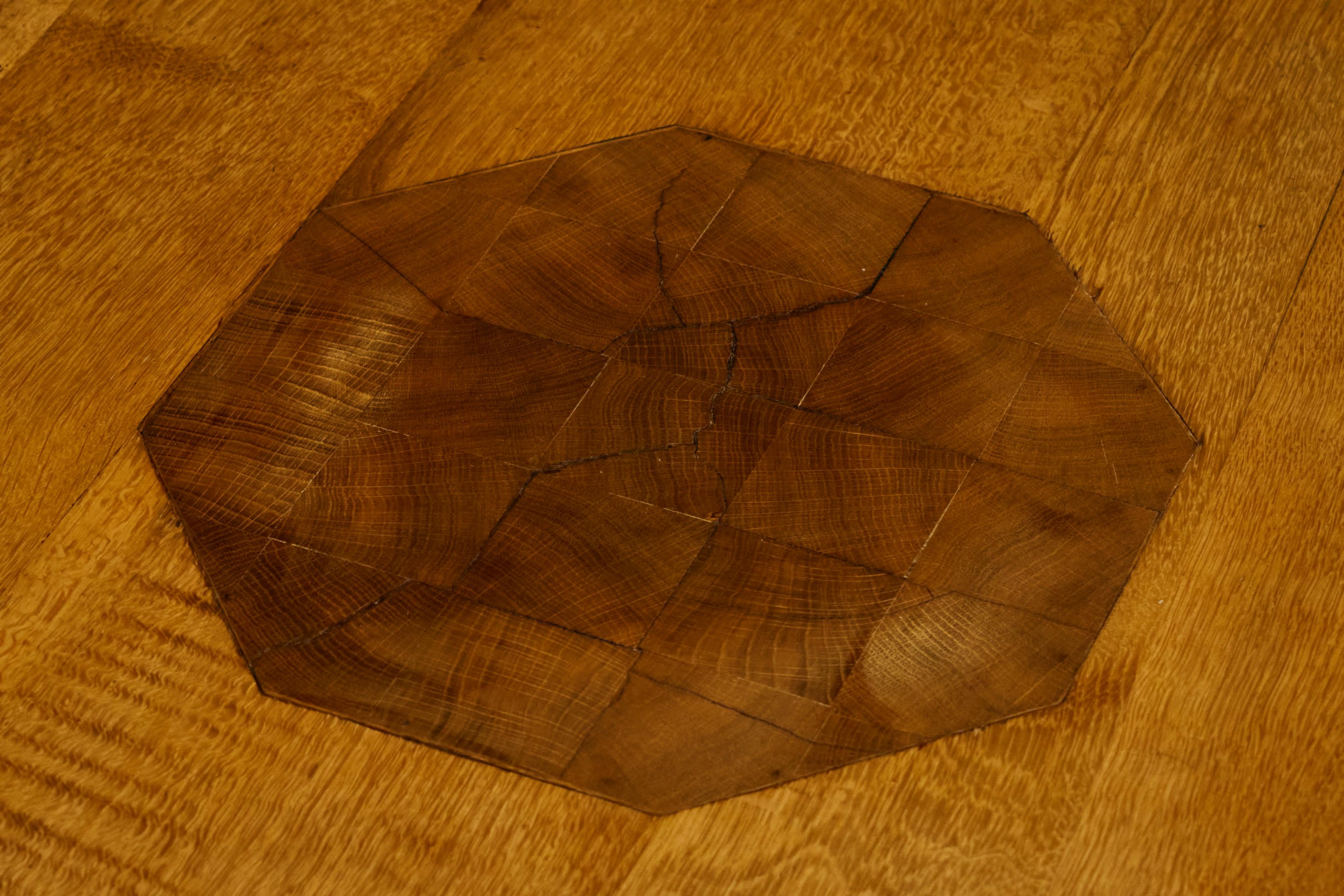 Unique Octagonal Coffee Table in Solid Oak with End Grain Wood 1950s For Sale 3