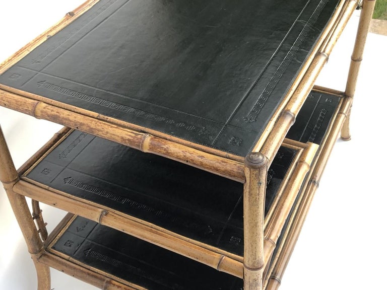 Unique Old Three Tier Bamboo Table For Sale at 1stDibs