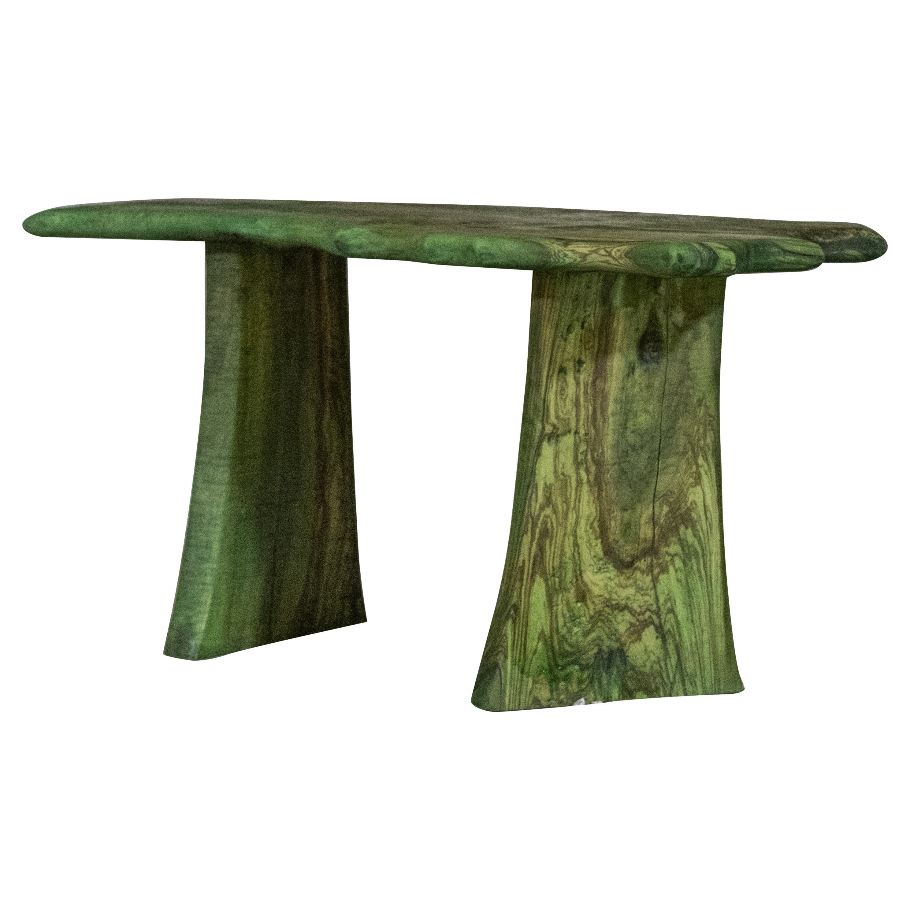 Table basse unique en bois d'olivier par Behaghelfoiny