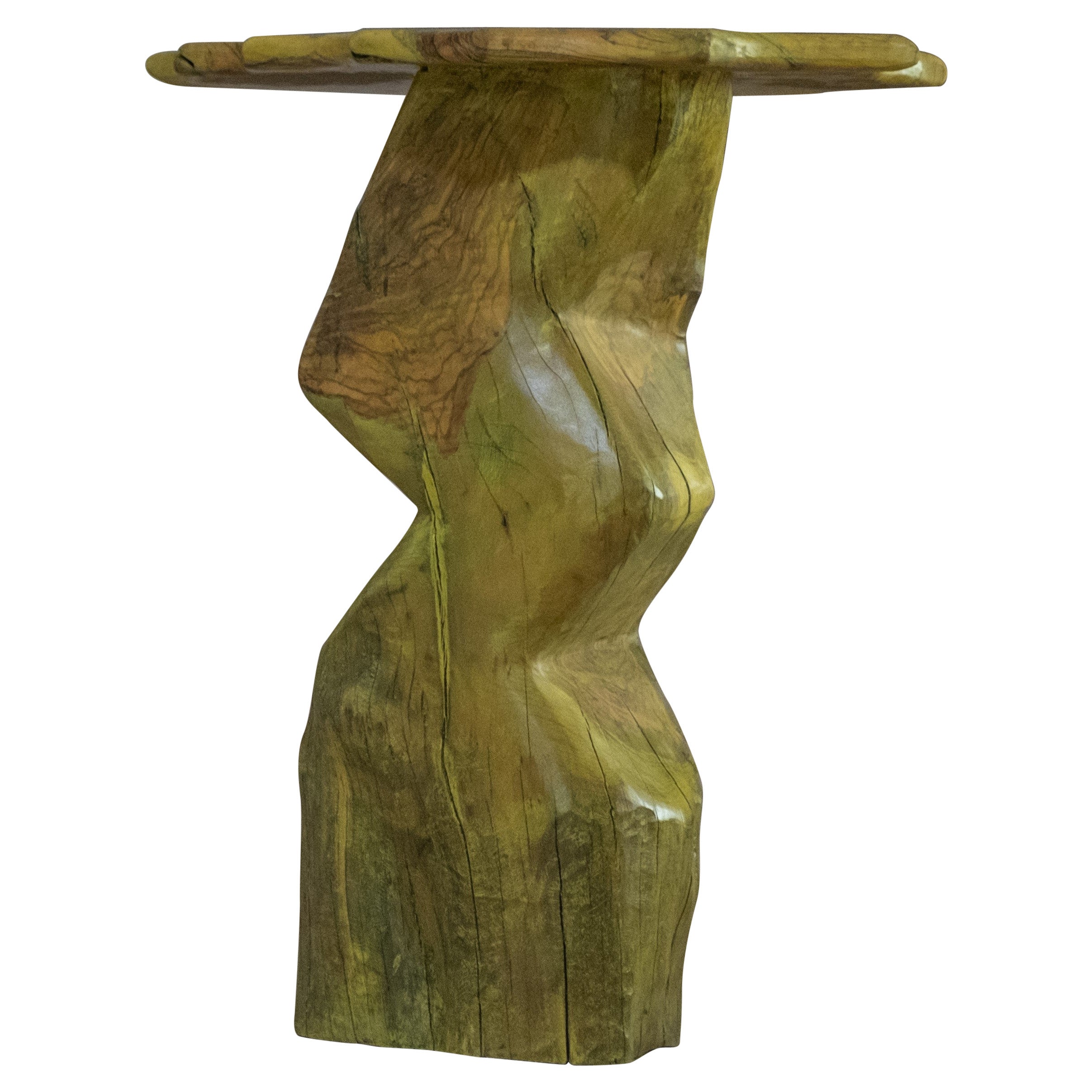 Unique Olive Wood Side Table by BehaghelFoiny For Sale