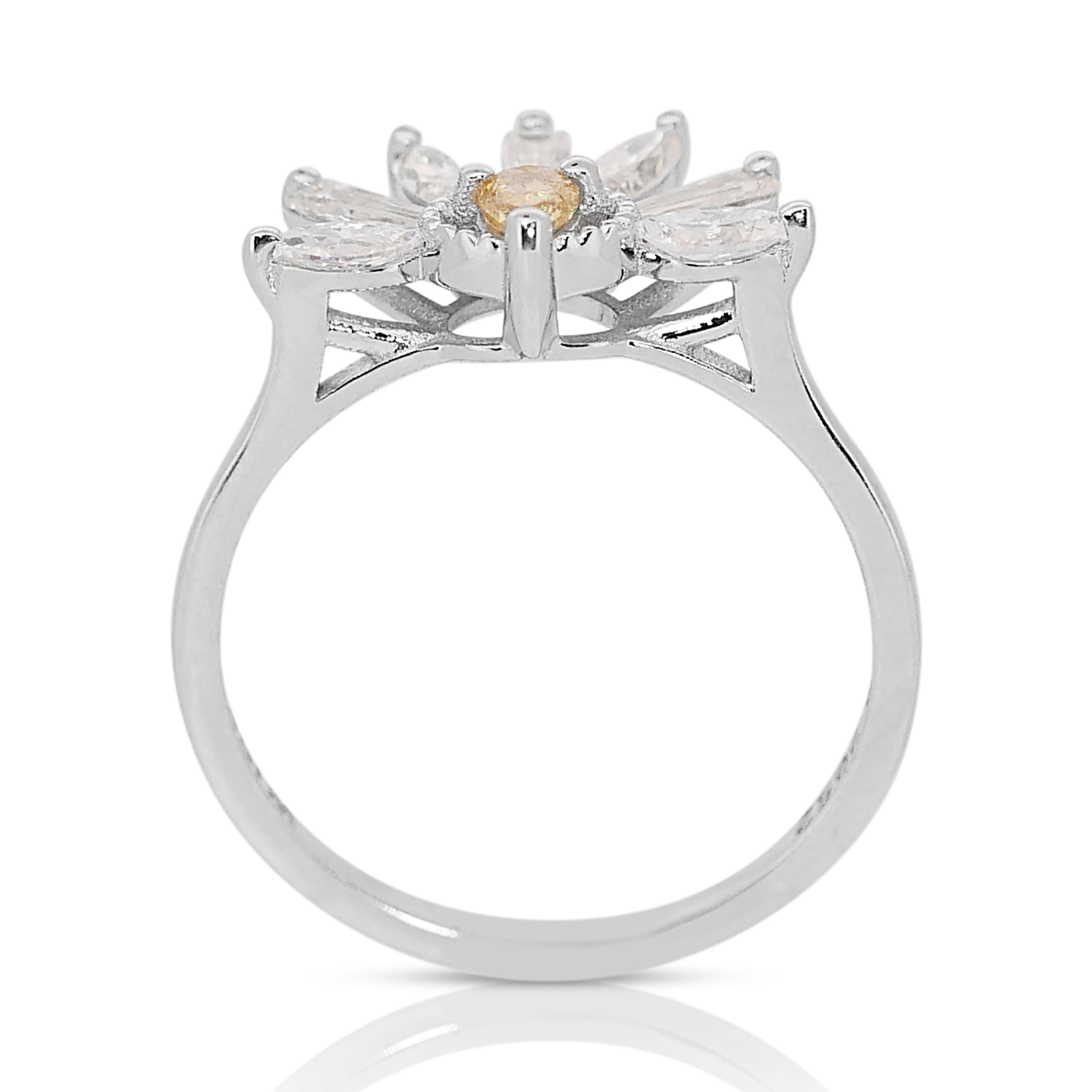 Einzigartiger und einzigartiger Ring im Art-Déco-Stil mit 0,77 Karat Diamanten aus 18 Karat Weißgold im Angebot 1