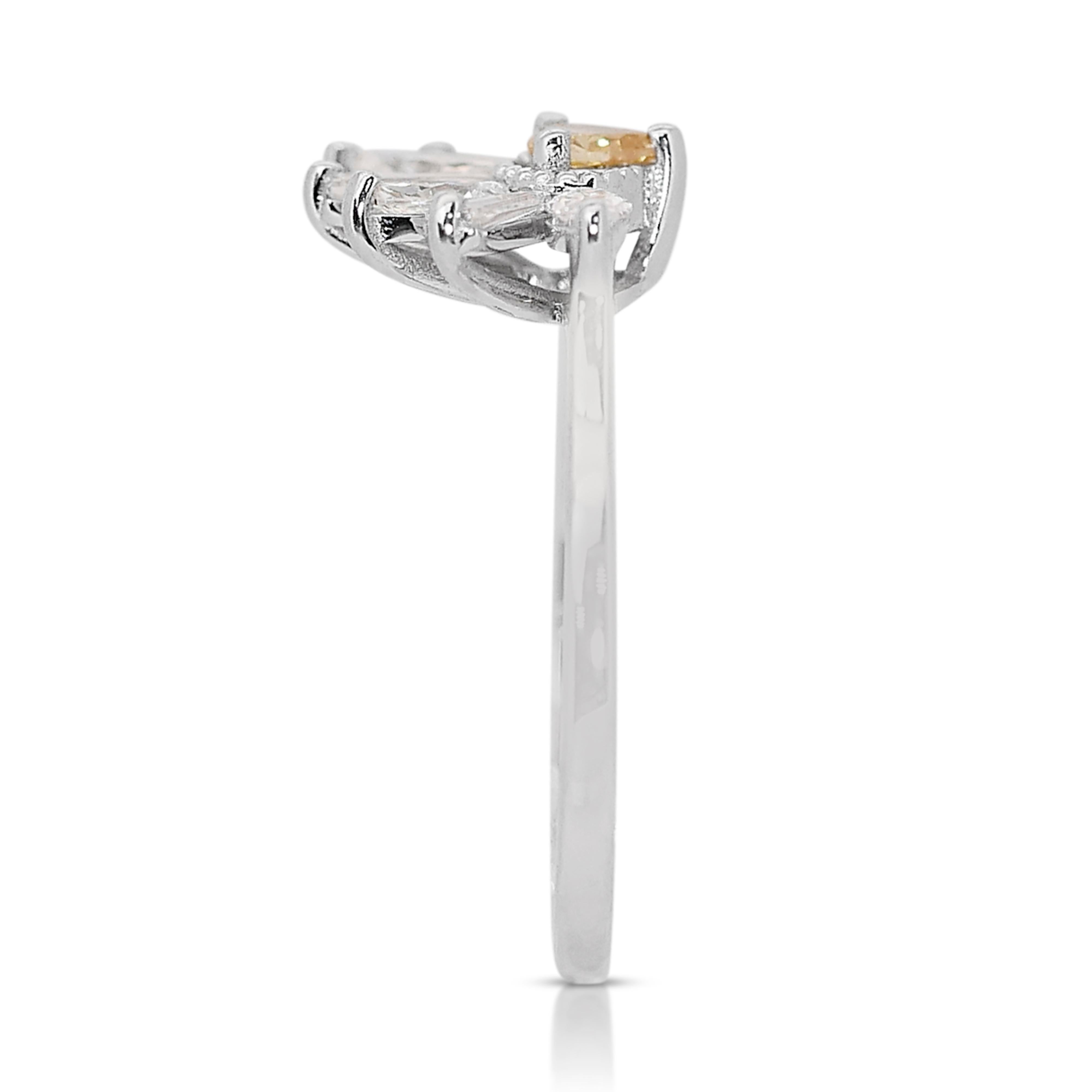 Unique & One of a Kind Art Deco Style Ring w/ 0.77ct Diamonds in 18k White Gold For Sale 2
