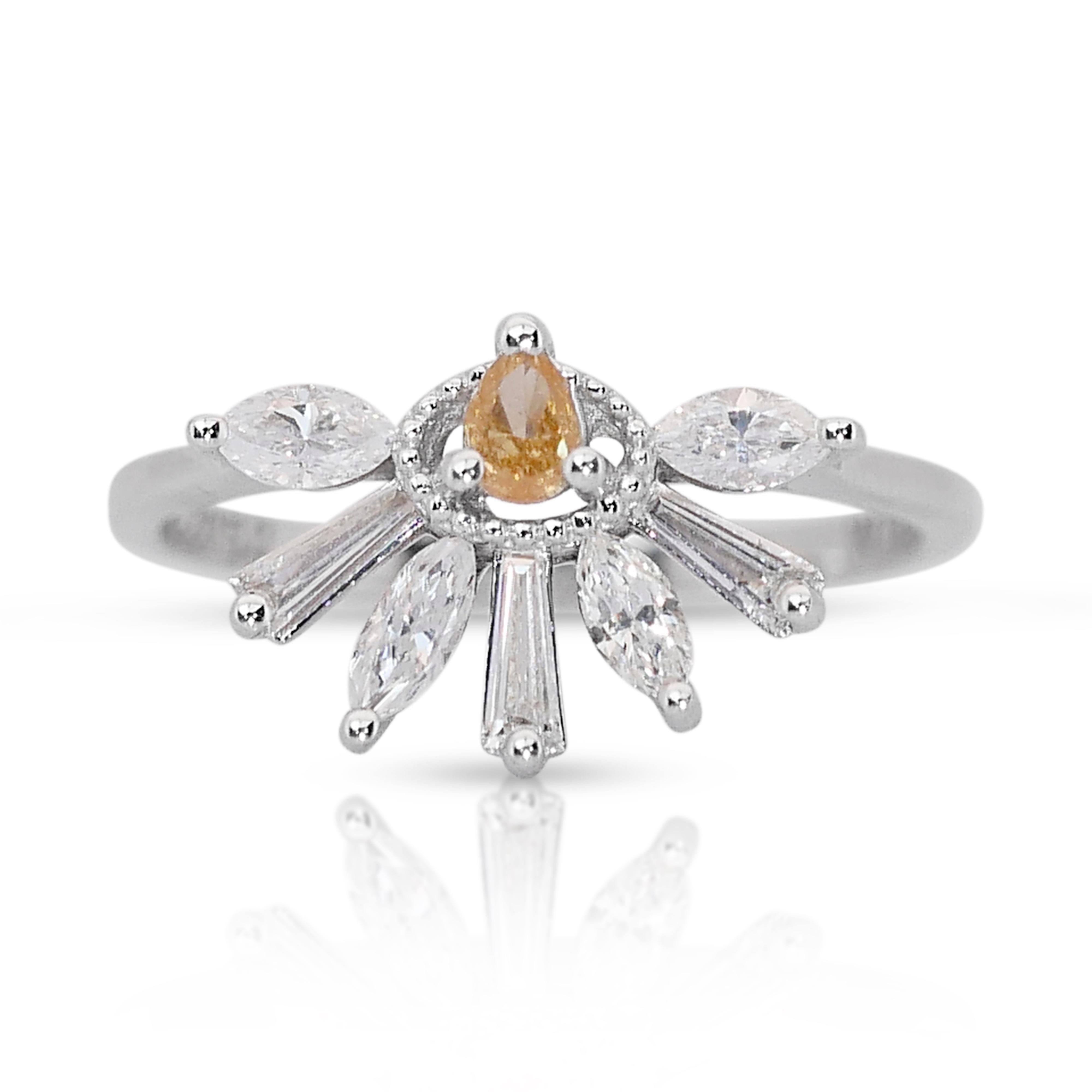 Einzigartiger und einzigartiger Ring im Art-Déco-Stil mit 0,77 Karat Diamanten aus 18 Karat Weißgold im Angebot 3