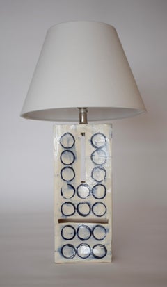 Unique One-of-a-Kind Hand-Painted Ceramic "Cobalt Totem" Lamp by James Hicks
