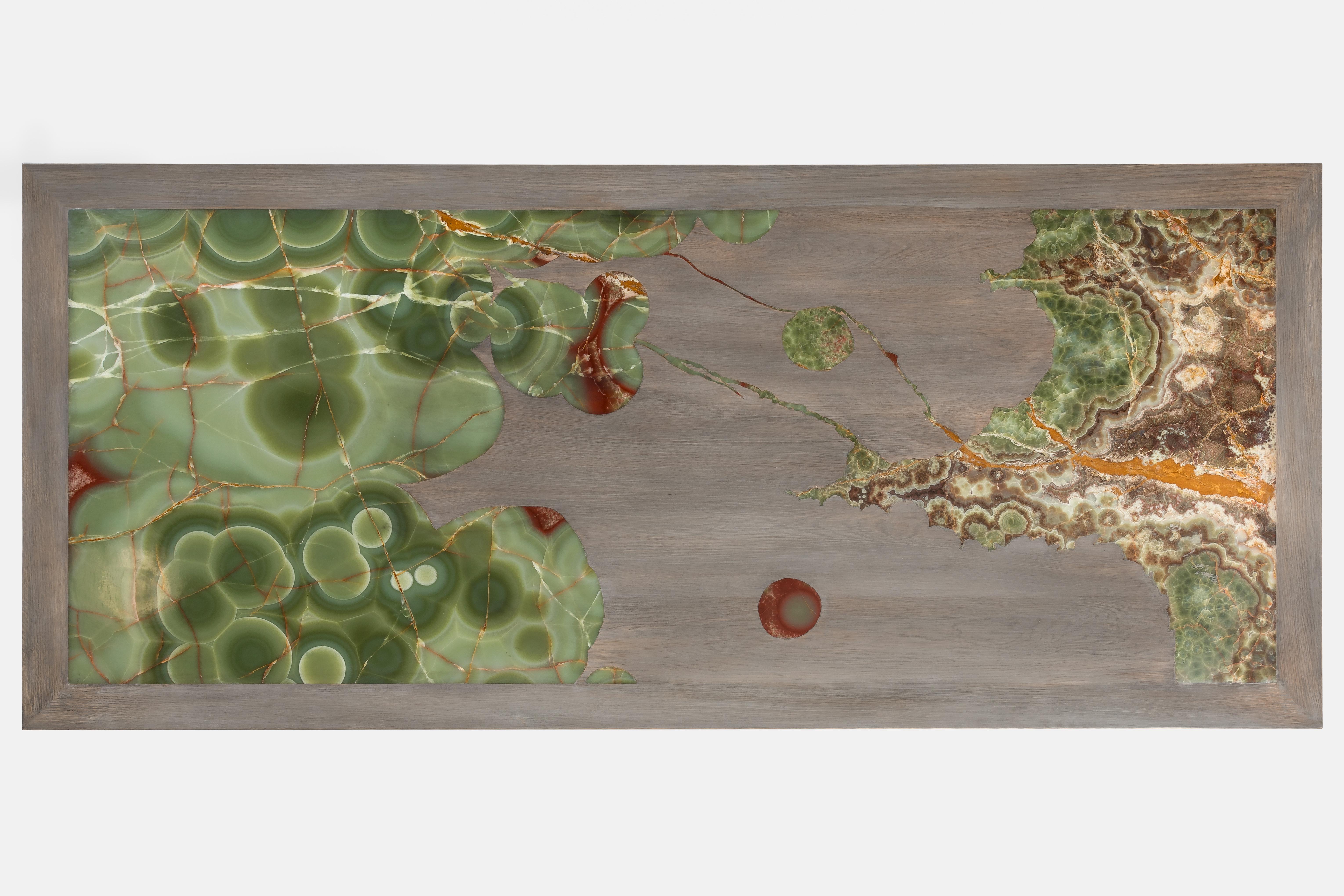 Contemporary Unique Onyx on Oak Nature Cabinet Sculpted by Francesco Perini For Sale