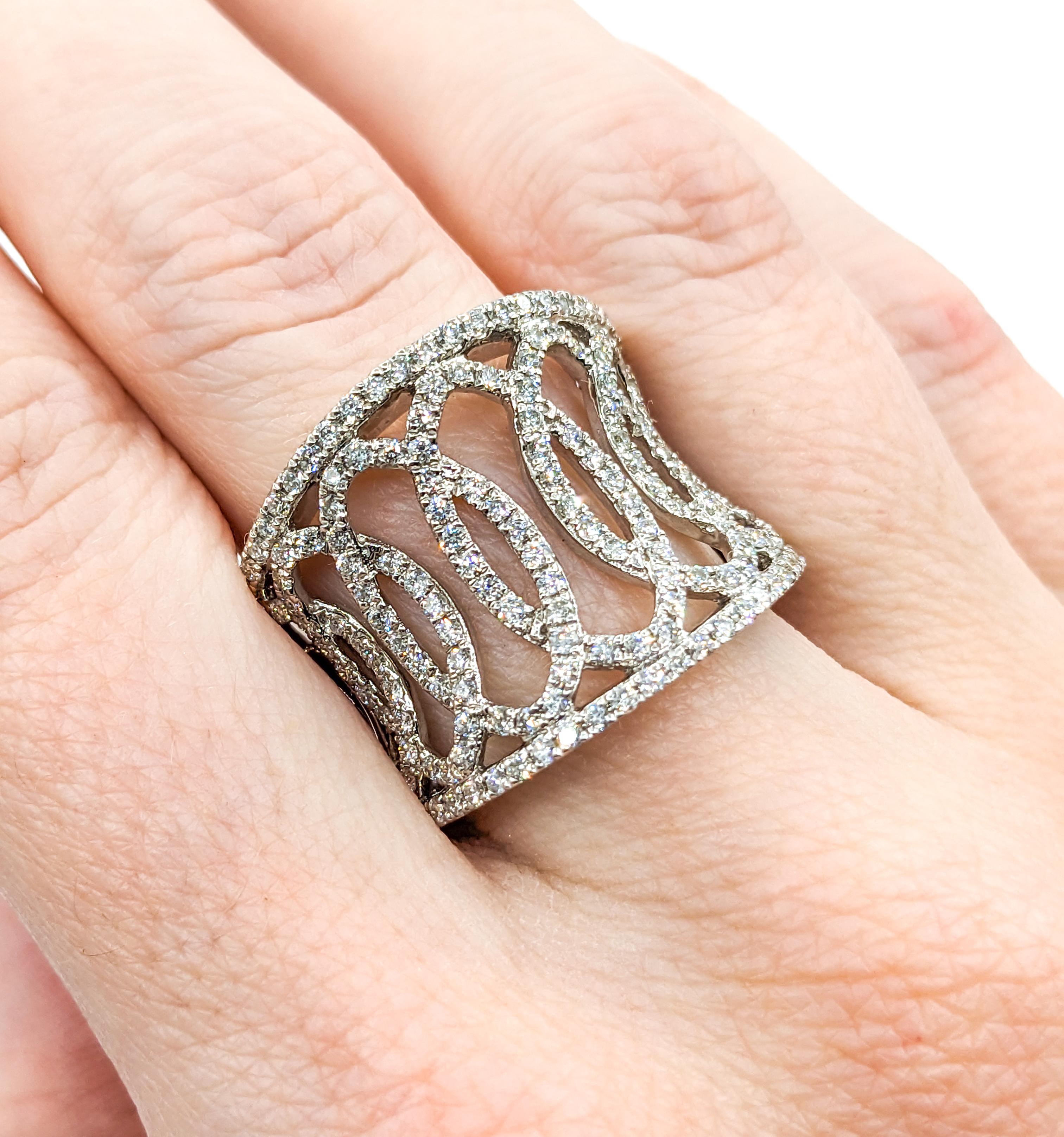 Unique Openwork Sofer Diamond Statement Ring in White Gold  In Excellent Condition For Sale In Bloomington, MN