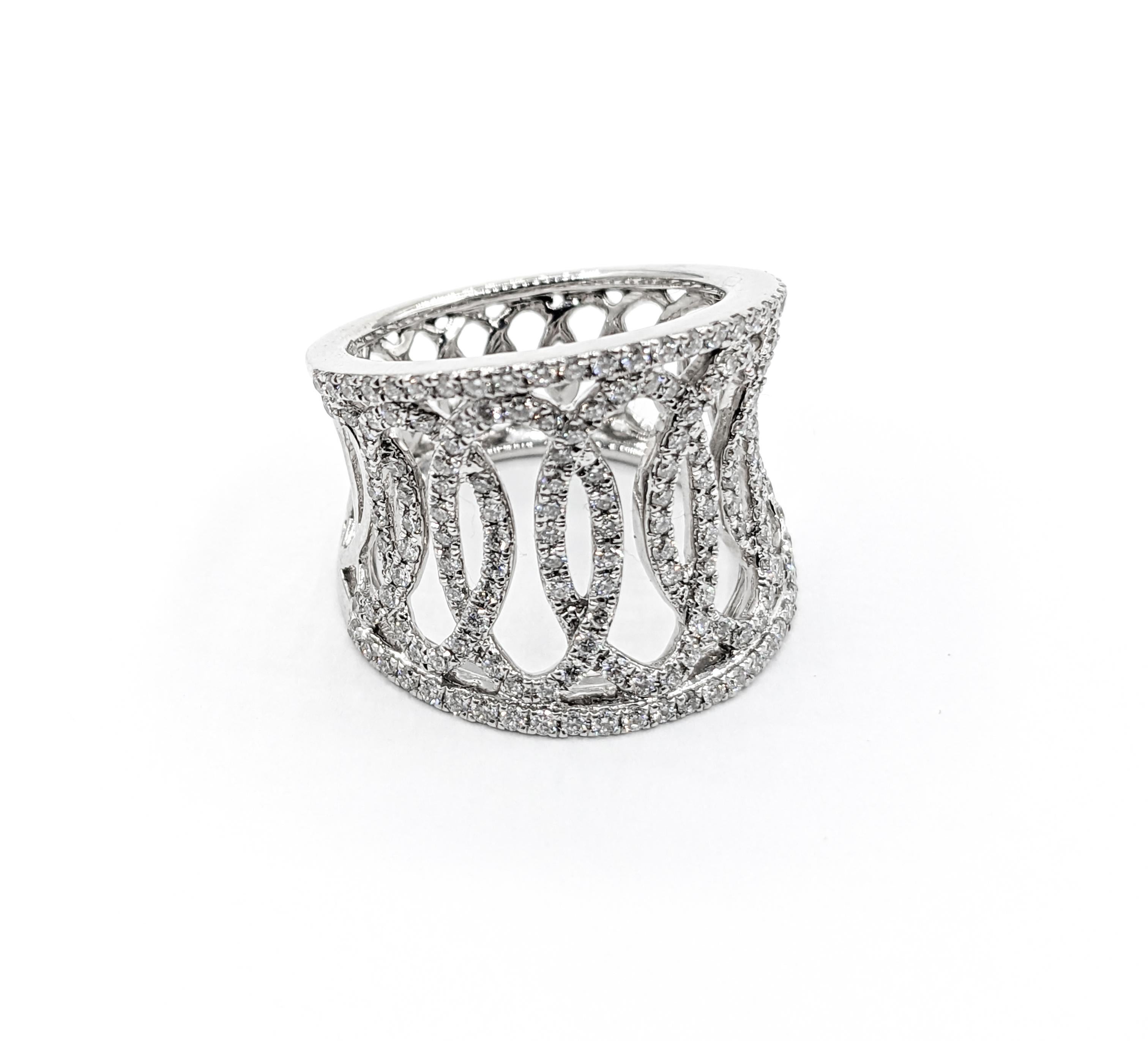 Women's Unique Openwork Sofer Diamond Statement Ring in White Gold  For Sale