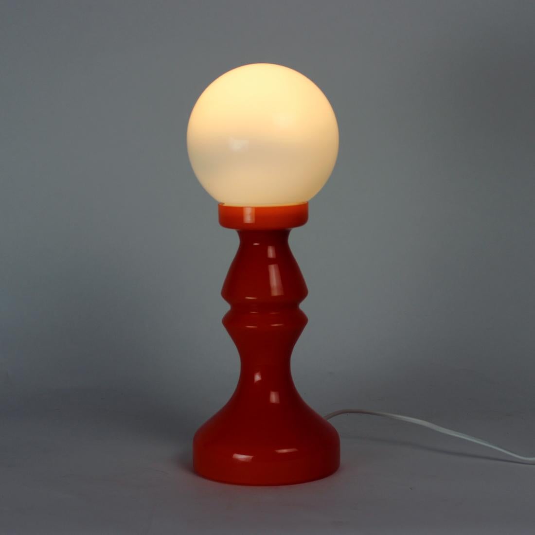 Unique Orange Glass Table Lamp by Vitropol, Poland, 1960s For Sale 4
